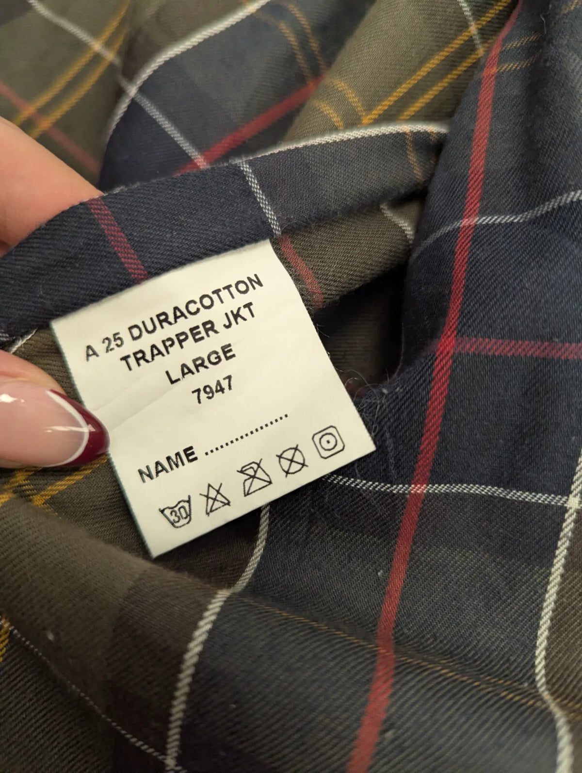 Barbour Trapper Wax Jacket Mens Large Brown Cotton Tartan Lined Breathable