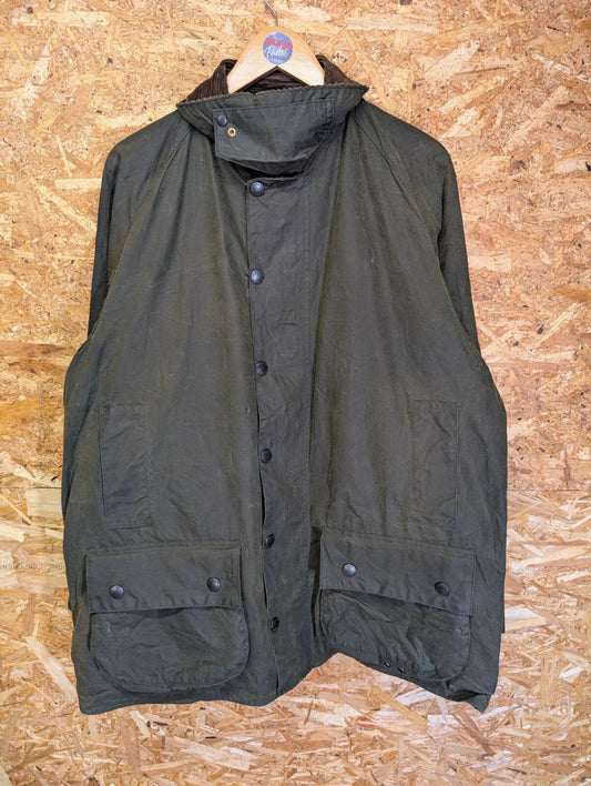 Vintage 1993 Barbour Beaufort Wax Jacket XL 44 Green A150 Corduroy Collar 90s