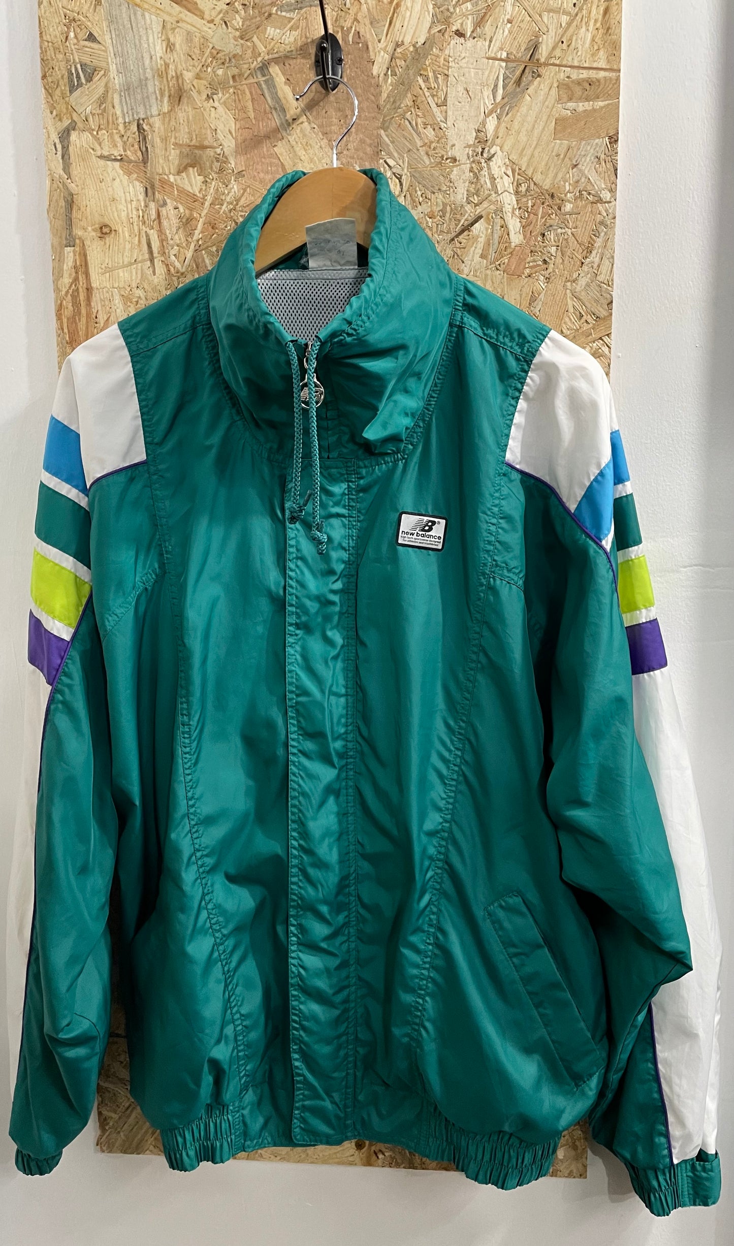 New Balance Vintage 90s Shell Track Jacket  Windbreaker Teal Green Mens Large