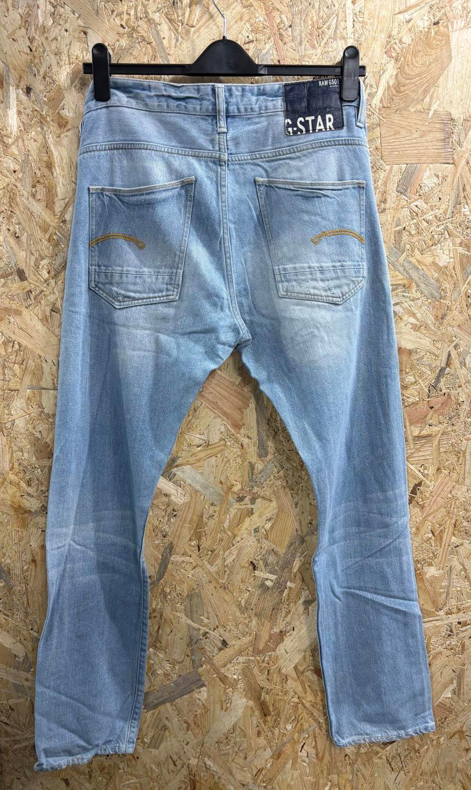 G-Star Raw Yield Slim Jeans W33 L32 Men Light Blue Straight Leg Button Fly