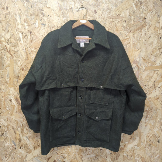 Filson Double Mackinaw Wool Cruiser Jacket Olive Green Made In USA Large 44