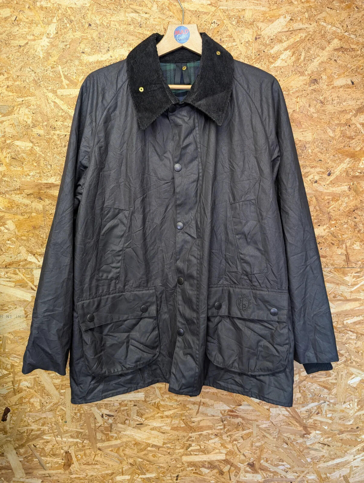 Vintage Barbour Bedale Wax A104 Jacket Mens XL C44 Black Unused 90s Deadstock