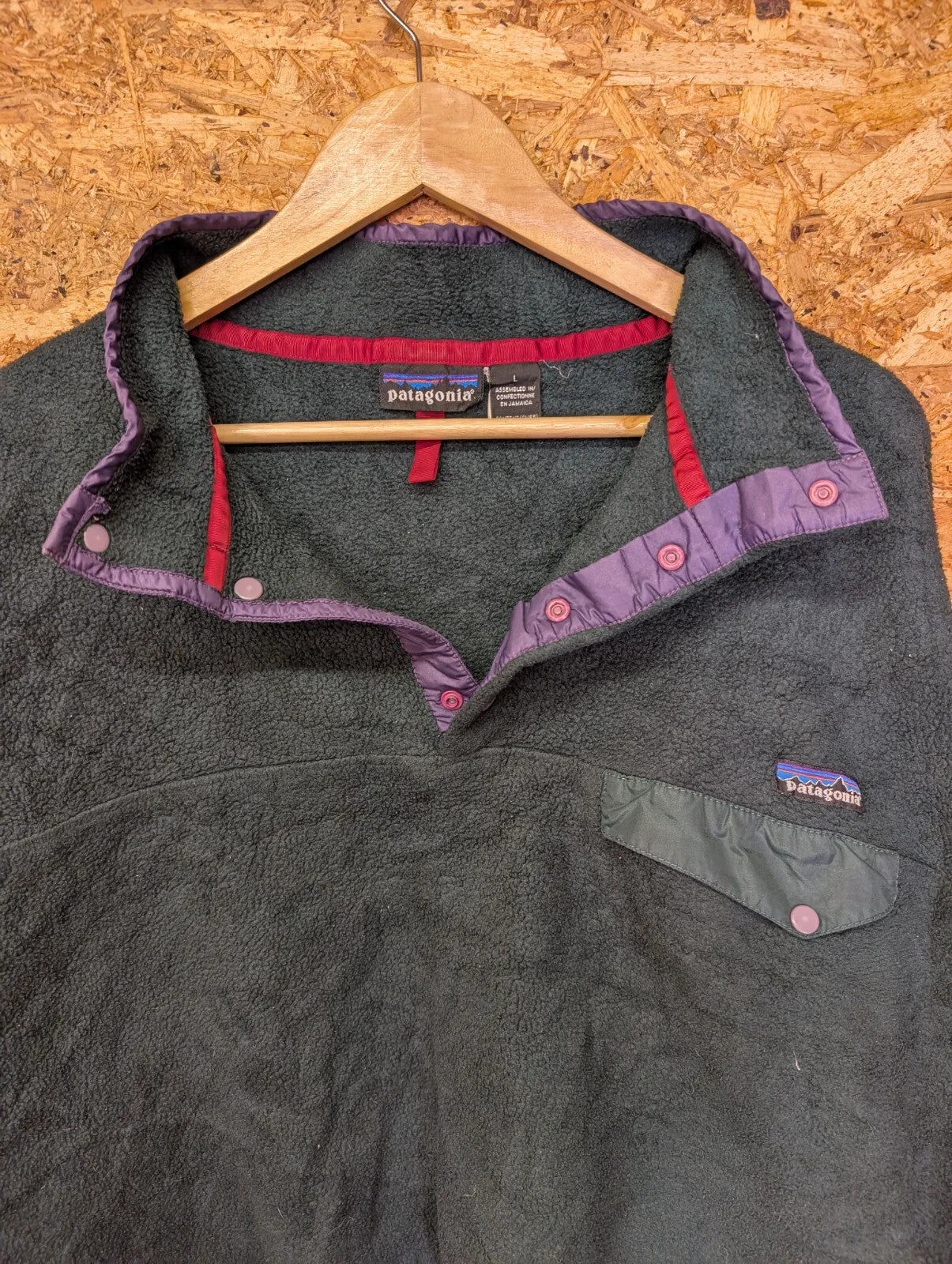 Vintage Patagonia Snap-T Fleece Mens Large Dark Green Synchilla Sherpa Retro 90s
