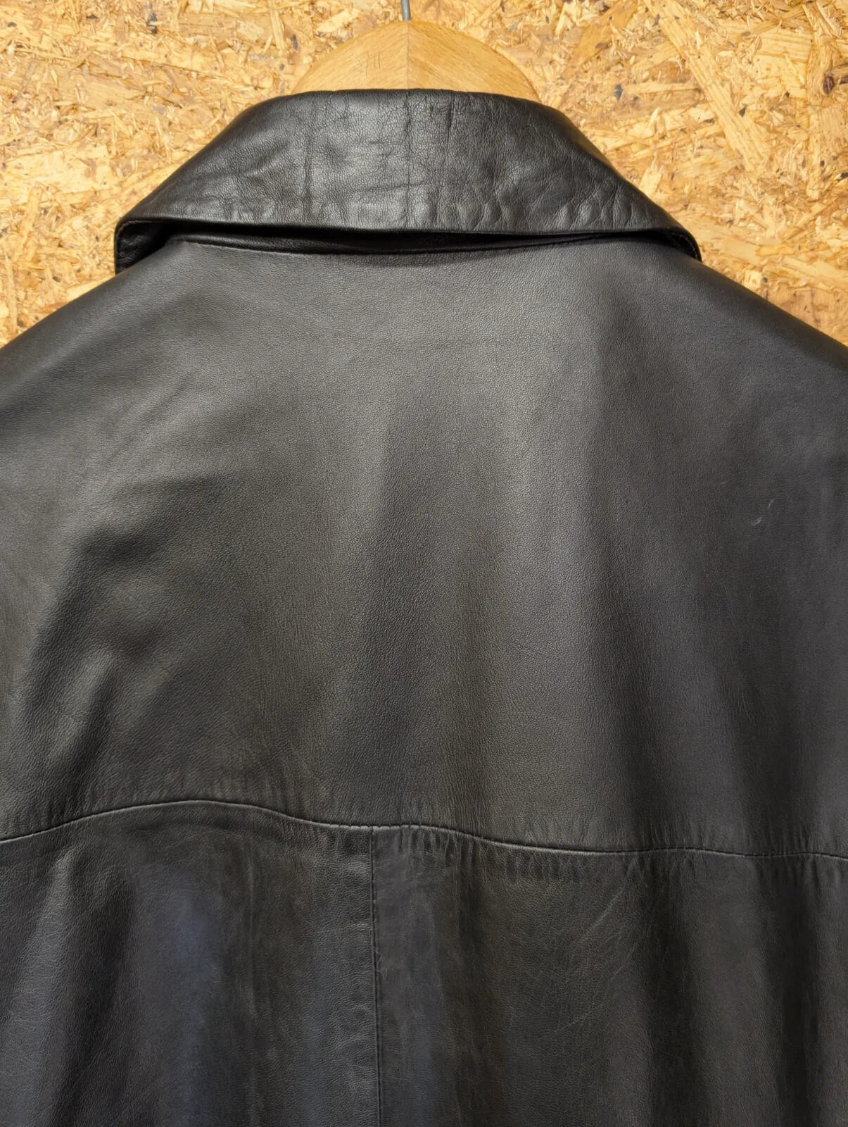 Helium Soft Leather Jacket Mens 3XL Black Button Up Long Blazer Y2K Vintage