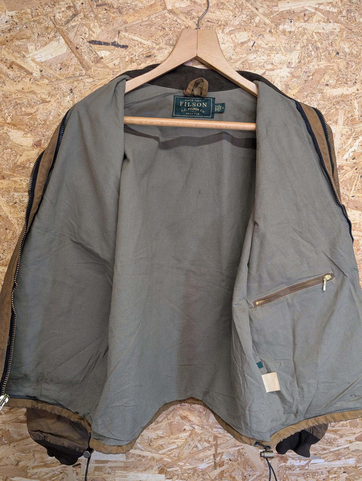 Filson Jacket Large Men Waxed Workwear Brown Outdoor Coat Oil Moelskin Collar