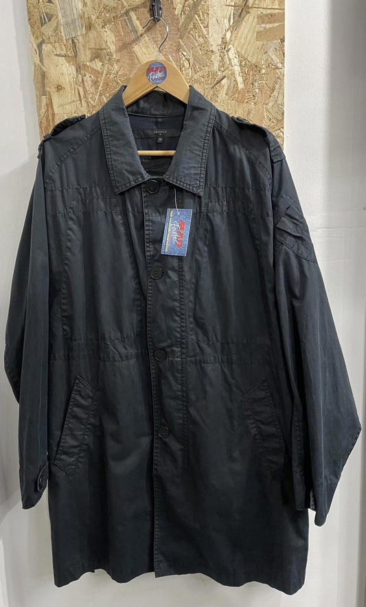 Griffin Jacket Mens Medium Black Grey Mac Trench Coat Canvas Long Military