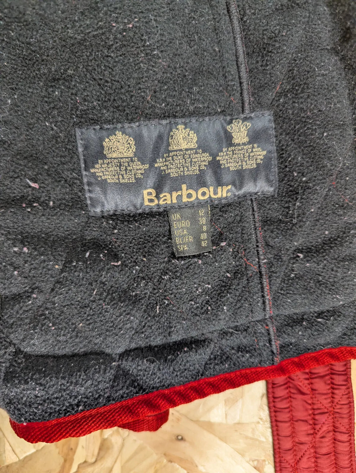 Barbour International Quilted Jacket Womens UK12 Red Diamond Polar Padded Belted