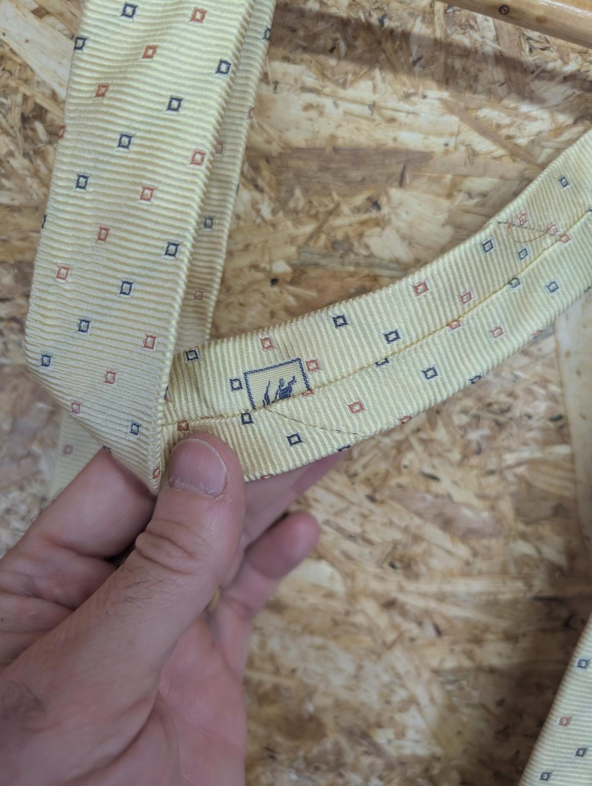 Burberry London Silk Tie Men Check Pattern Yellow Beige Vintage 90s Italy Made