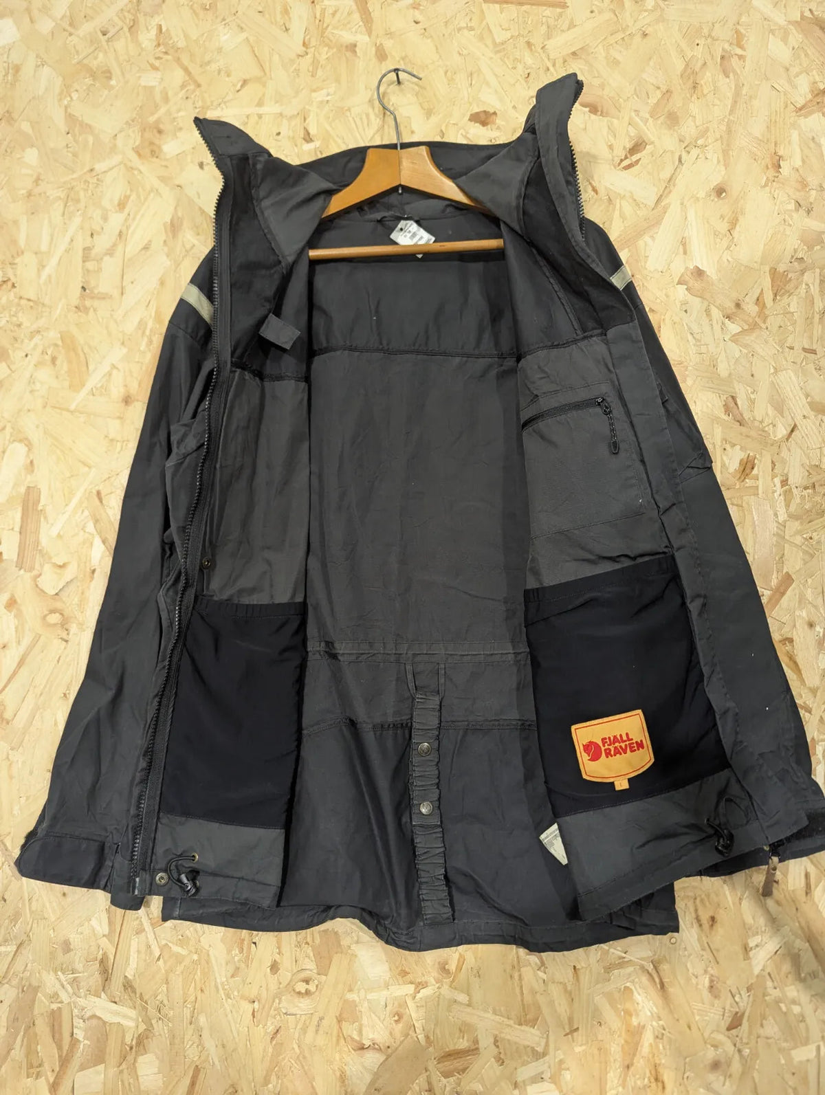 Fjallraven Tur G1000 Jacket Mens Large Black Hooded Canvas Wax Parka Anorak
