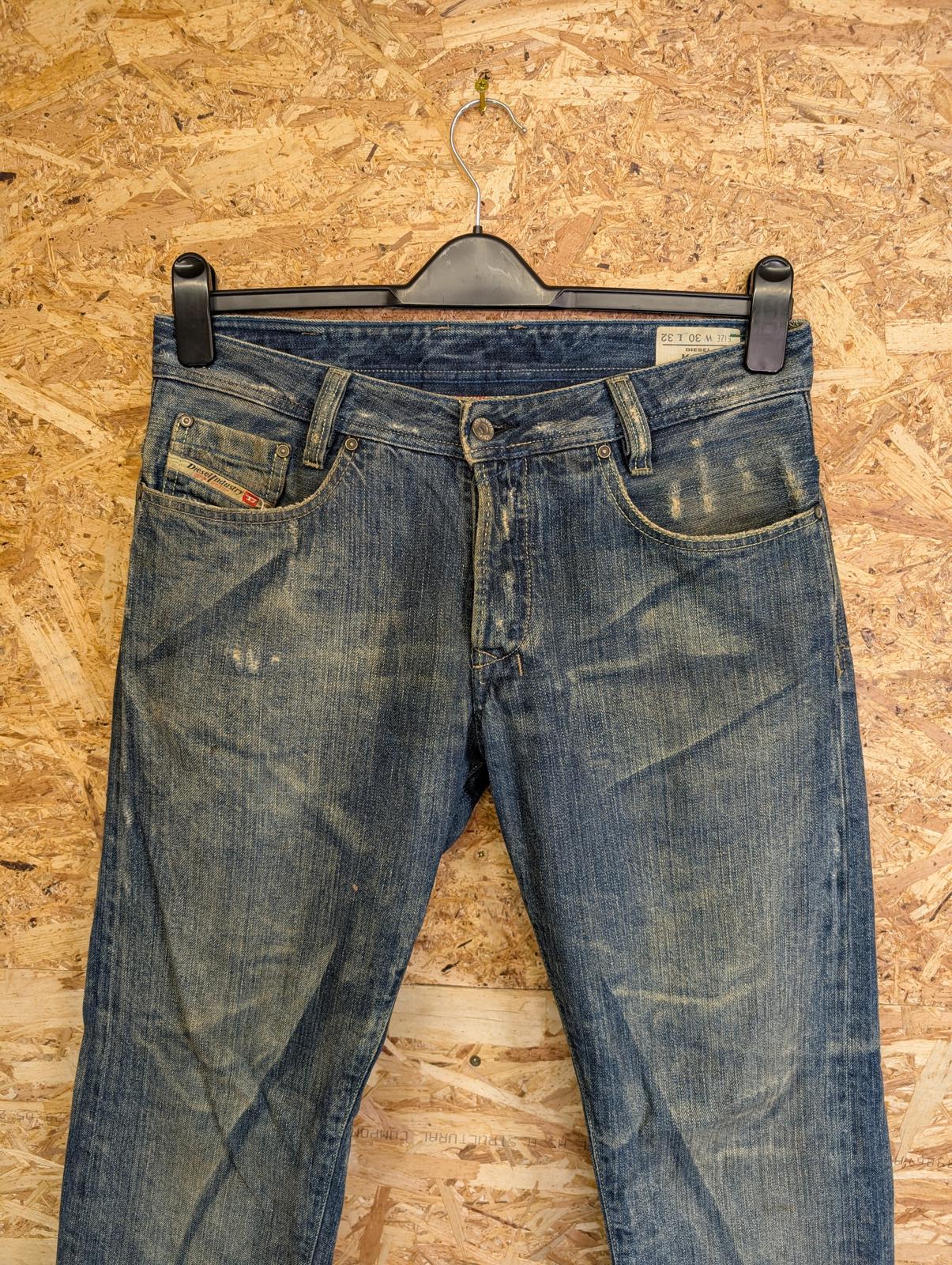 Diesel Kajo W30 L32 Blue Distressed Jeans Regular Fit Straight Leg Button Fly