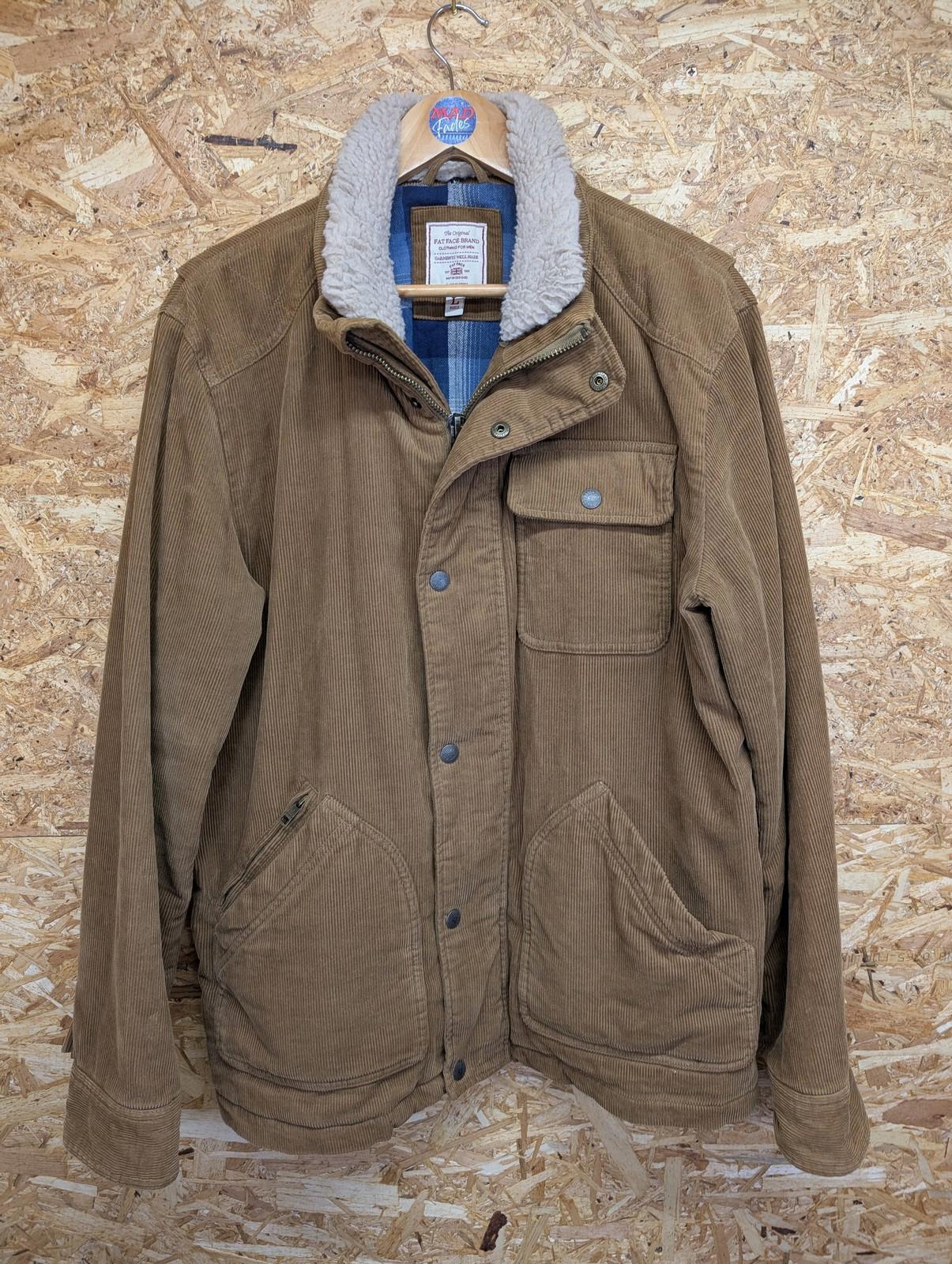 Fat Face Corduroy Jacket Large Men Sherpa Lined Brown Winter Warm Fleece Coat