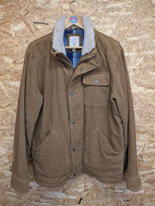 Fat Face Corduroy Jacket Large Men Sherpa Lined Brown Winter Warm Fleece Coat