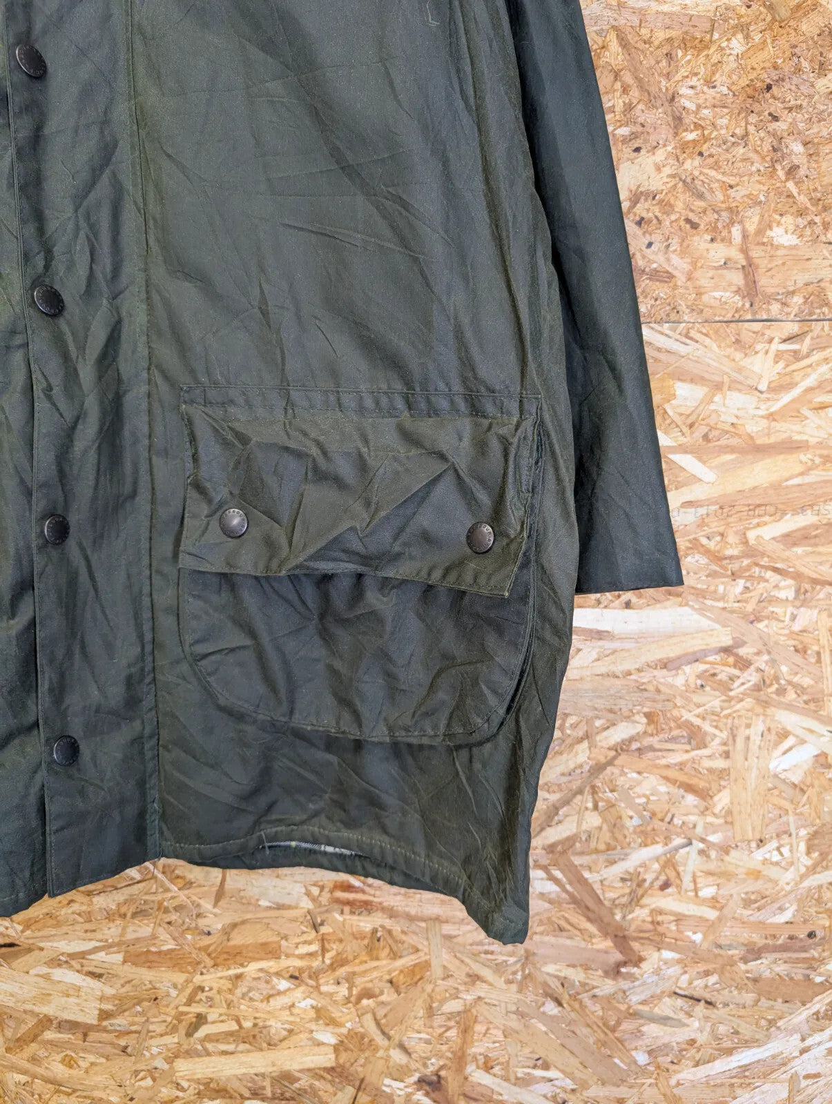 Vintage Barbour Gamefair Wax Jacket Large C42 107cm Olive Green A123 Cotton 80s