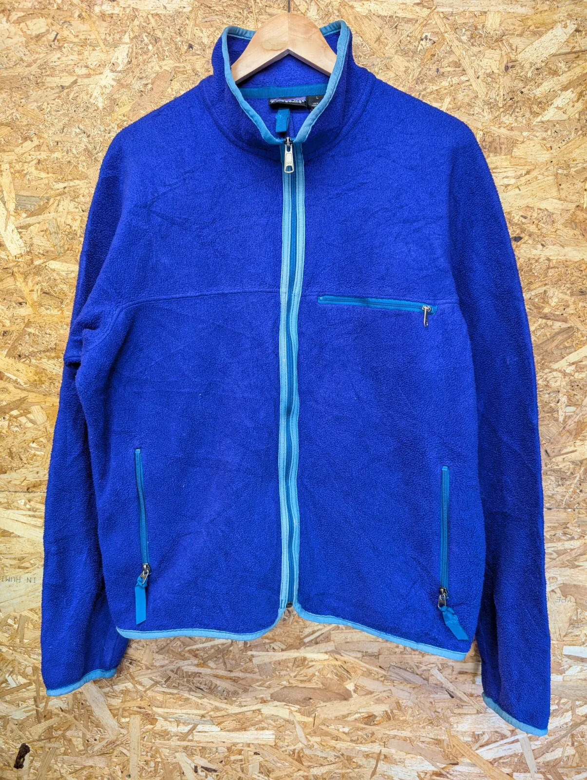 Vintage Patagonia Fleece Jacket Mens Large Blue USA Made 90s Full Zip Cardigan