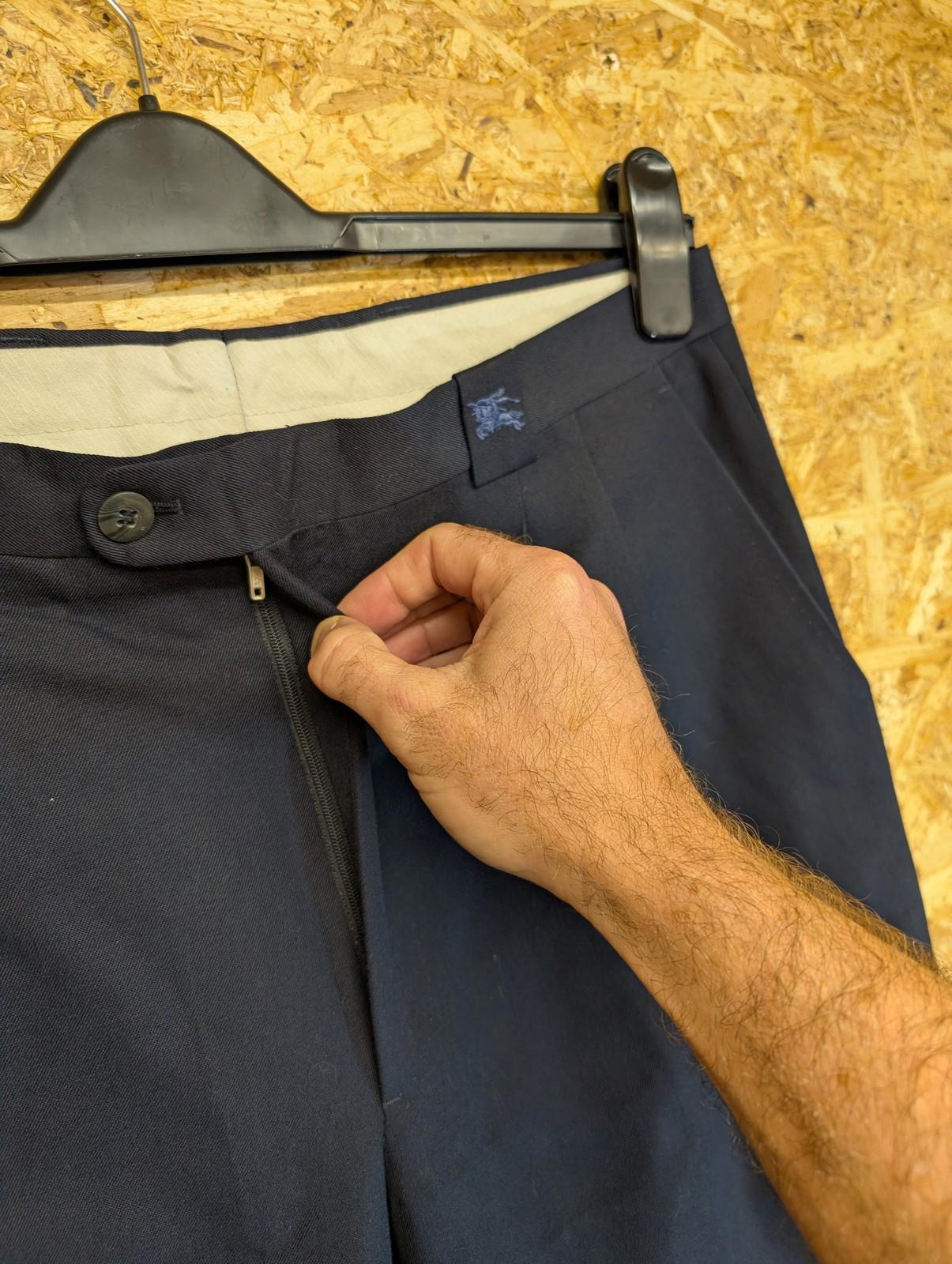 Burberrys Mens Trousers W30 Pleat Front Wool Blend Formal Navy Blue Vintage 90s