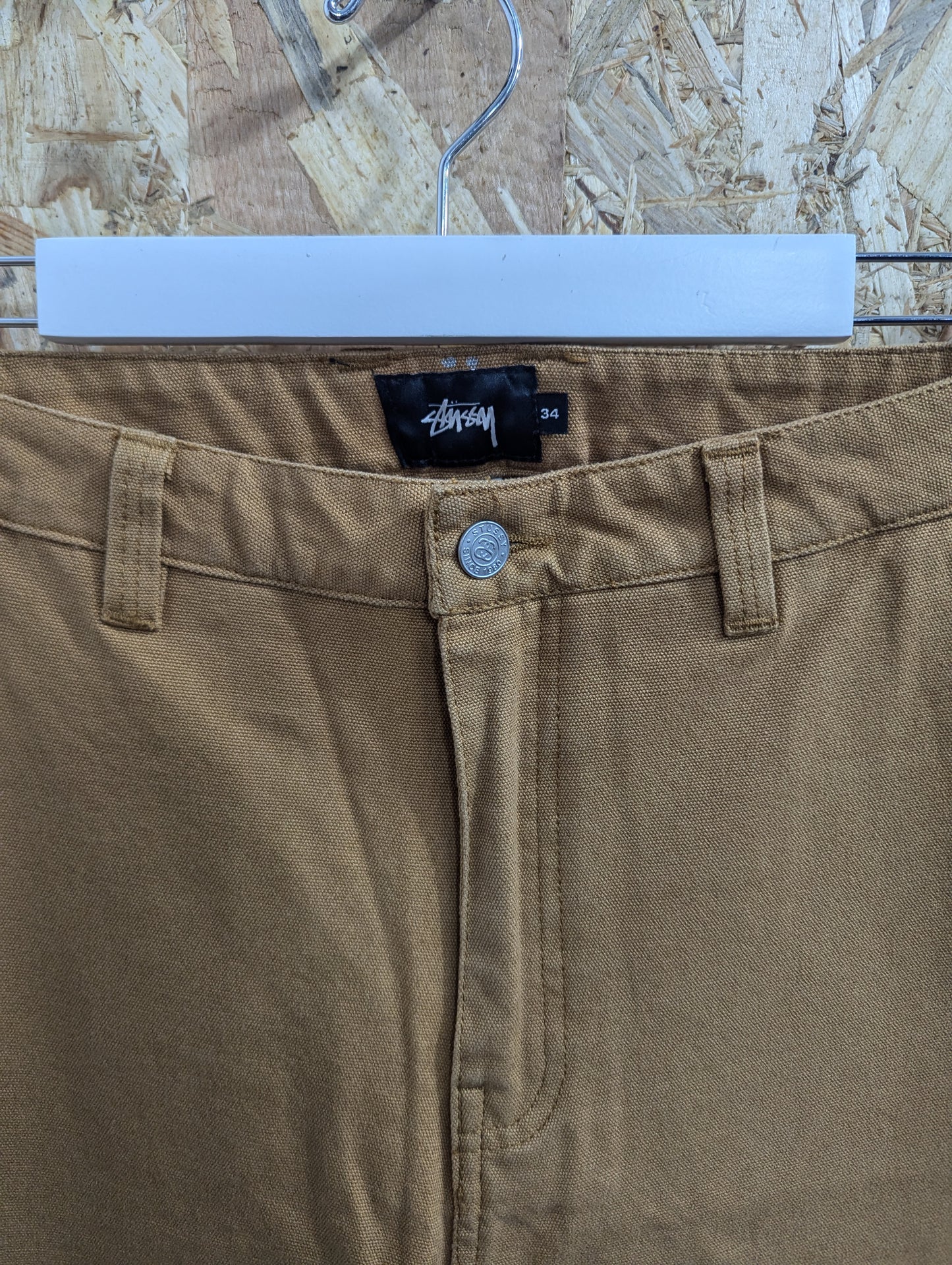 Stussy Carpenter Skate Pants Tan Duck Brown Canvas Chino Trousers Cargo Mens W34