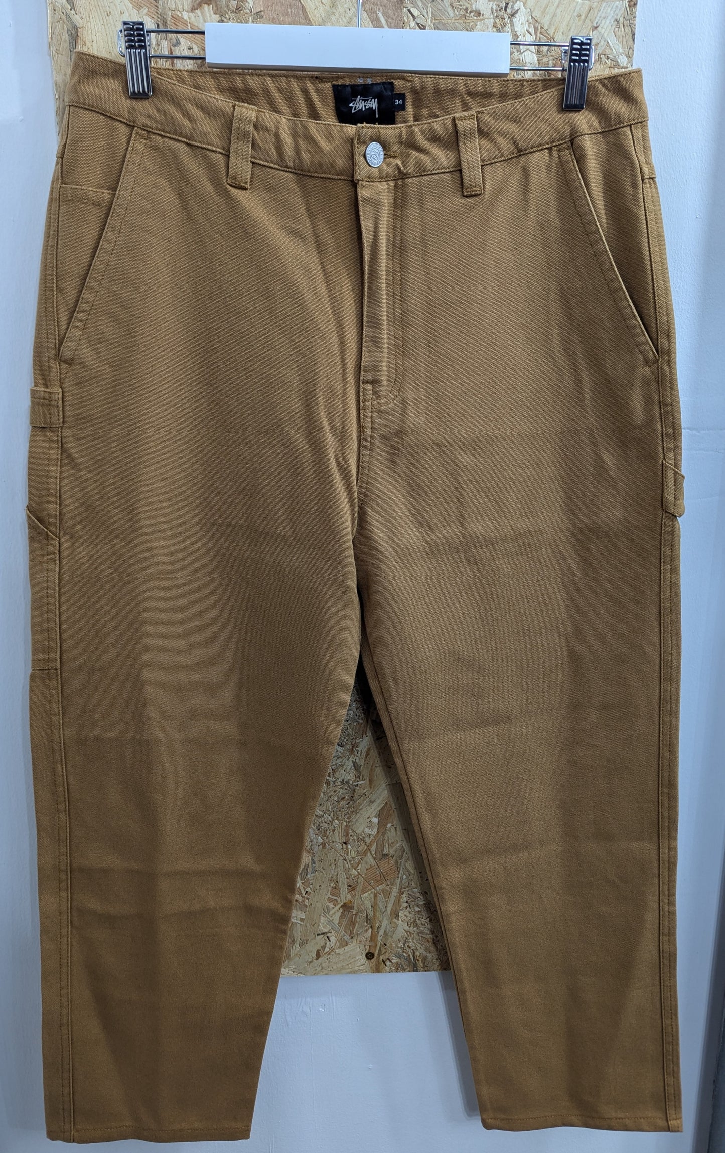 Stussy Carpenter Skate Pants Tan Duck Brown Canvas Chino Trousers Cargo Mens W34