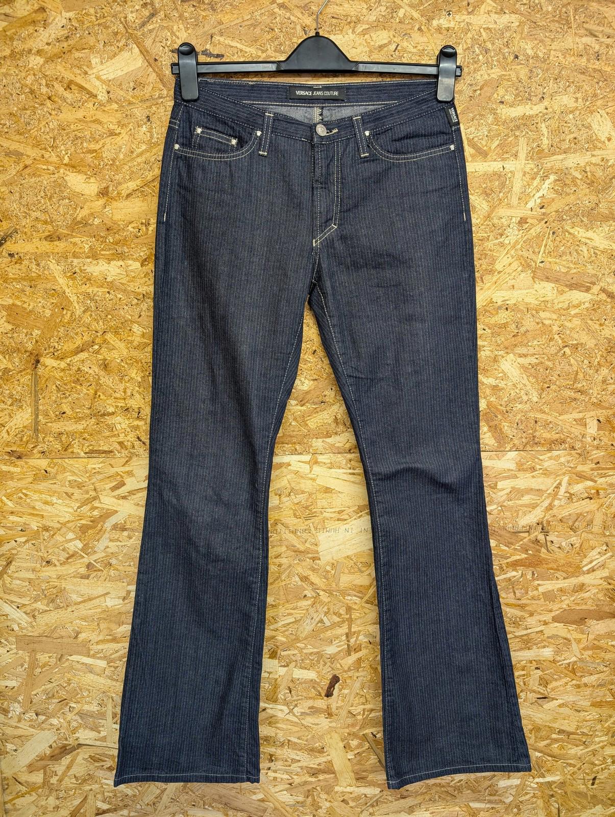 Versace Jeans Couture W28 L33 Women Regular Bootcut Denim Blue Striped Italy