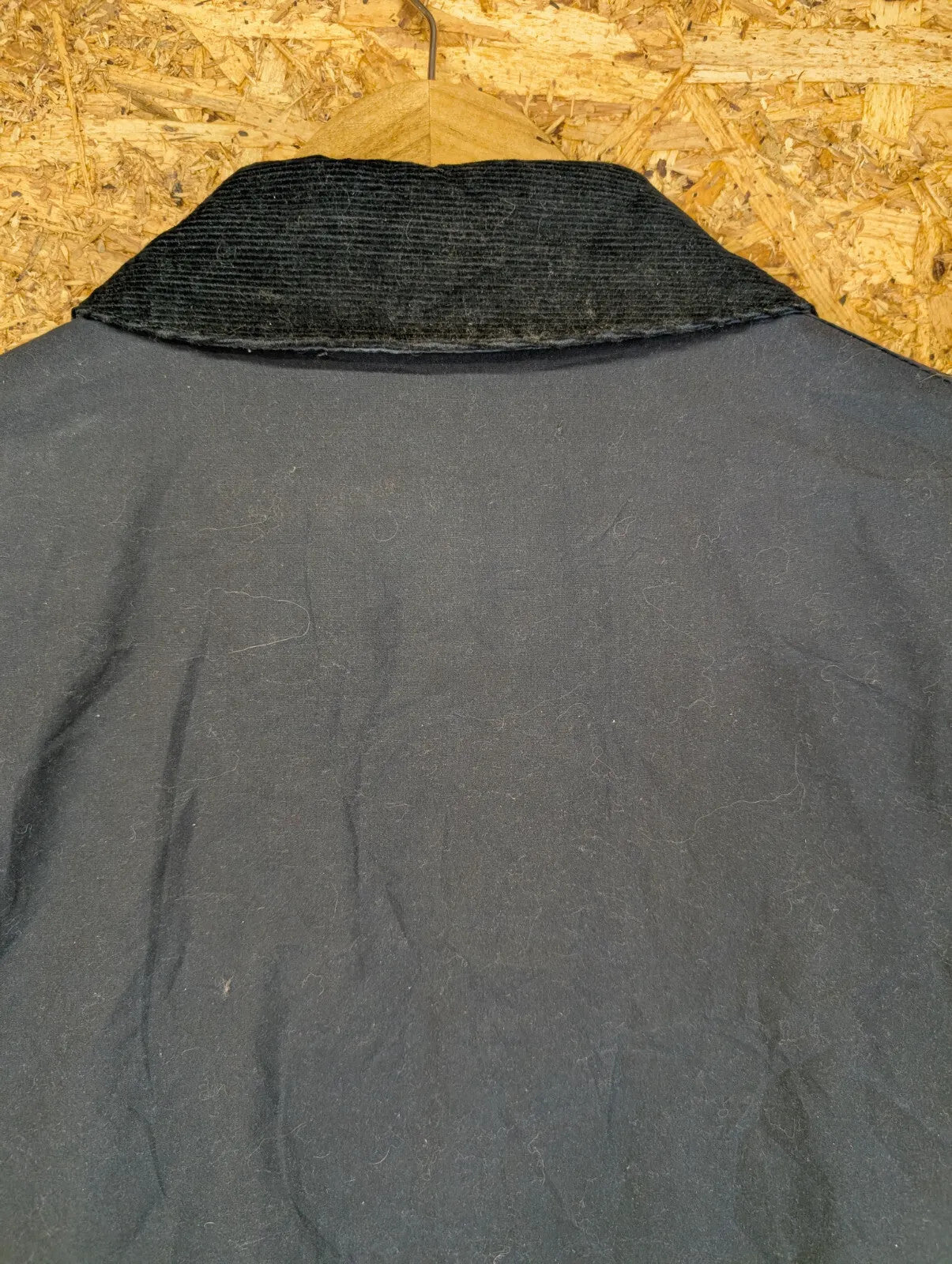 Barbour Deck Wax Jacket Mens XL Navy Blue Cotton Cord Collar Chin Strap South