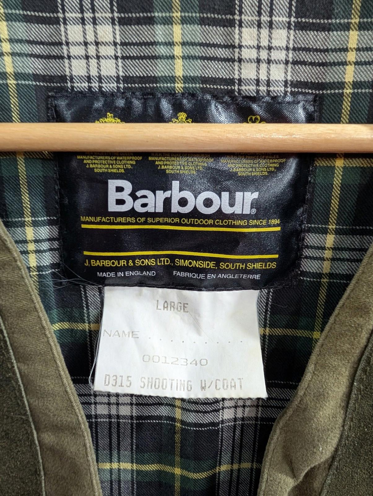 Barbour Shooting Waistcoat Large Men Khaki Green Cotton Hunting Vest Moleskin