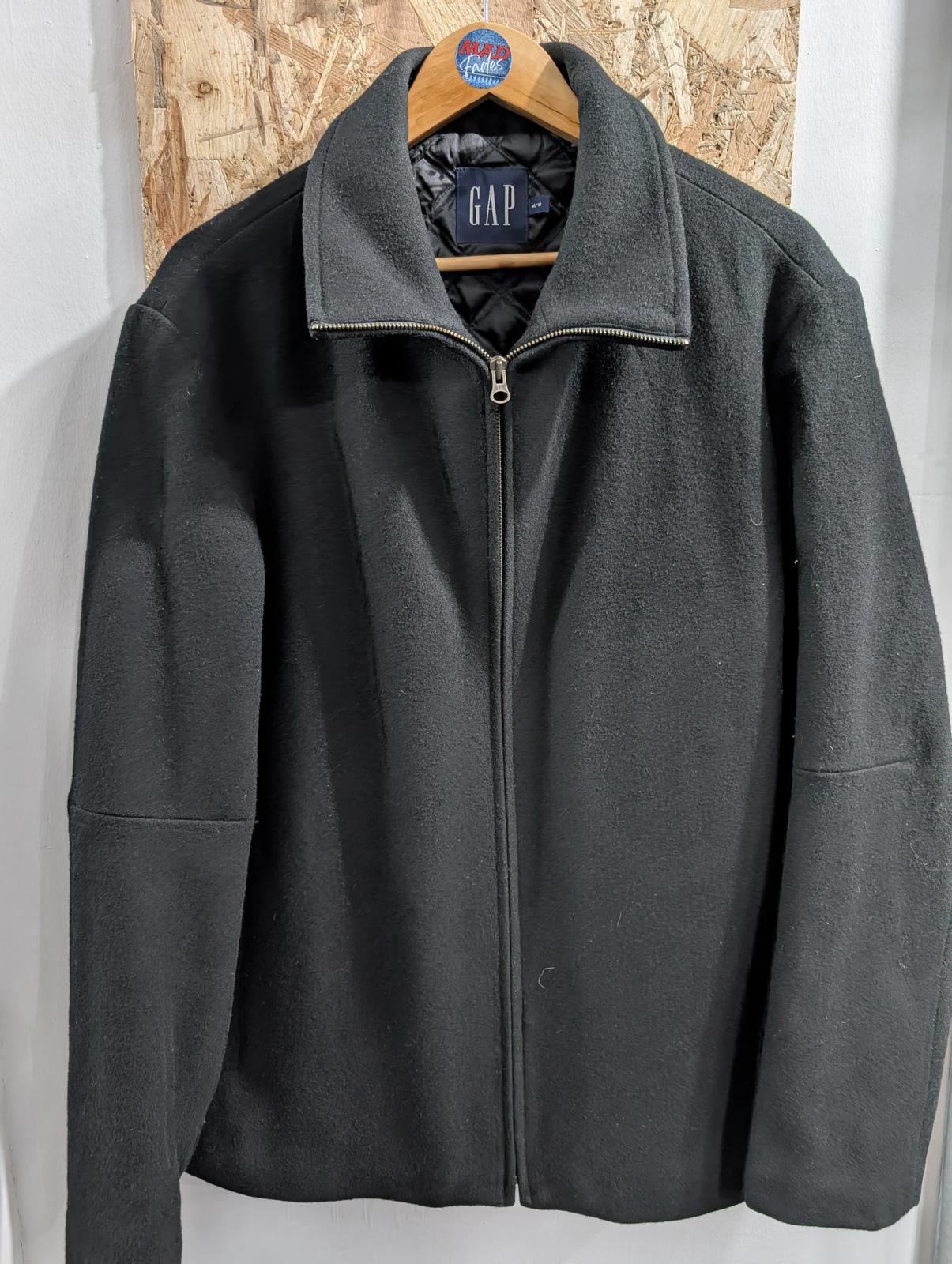Gap Wool Ranger Jacket Mens Size Medium Bomber Donkey Black Zip Front Vintage