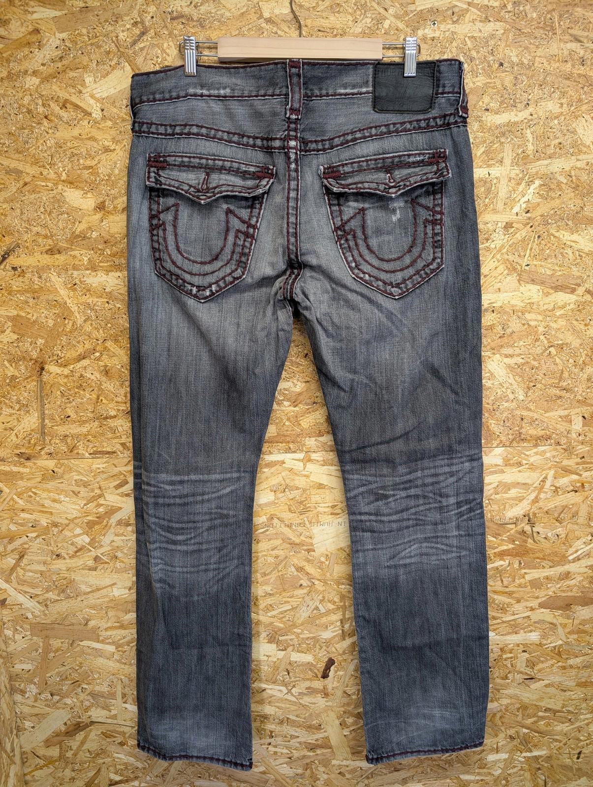 True Religion Ricky Jeans W36 L34 Men Relaxed Straight Distressed Grey Denim
