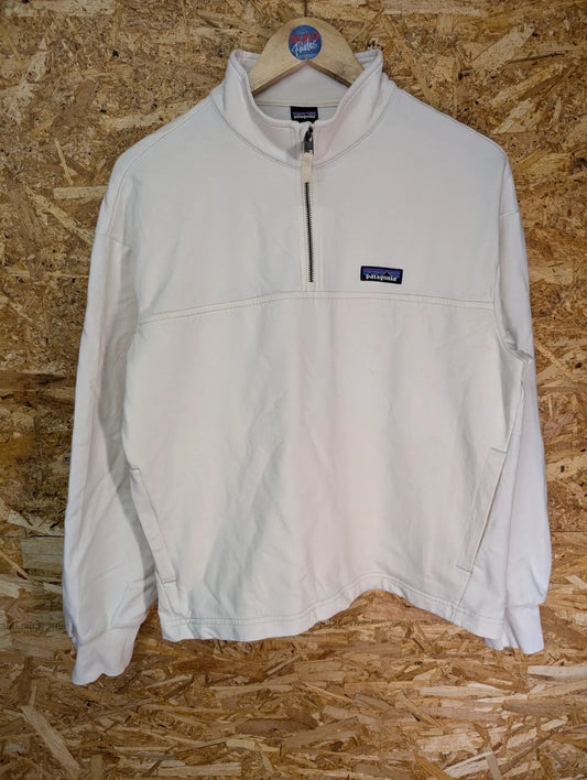 Patagonia 1/4 Zip Sweater Pullover Womens Medium White Cream Hiking Walking