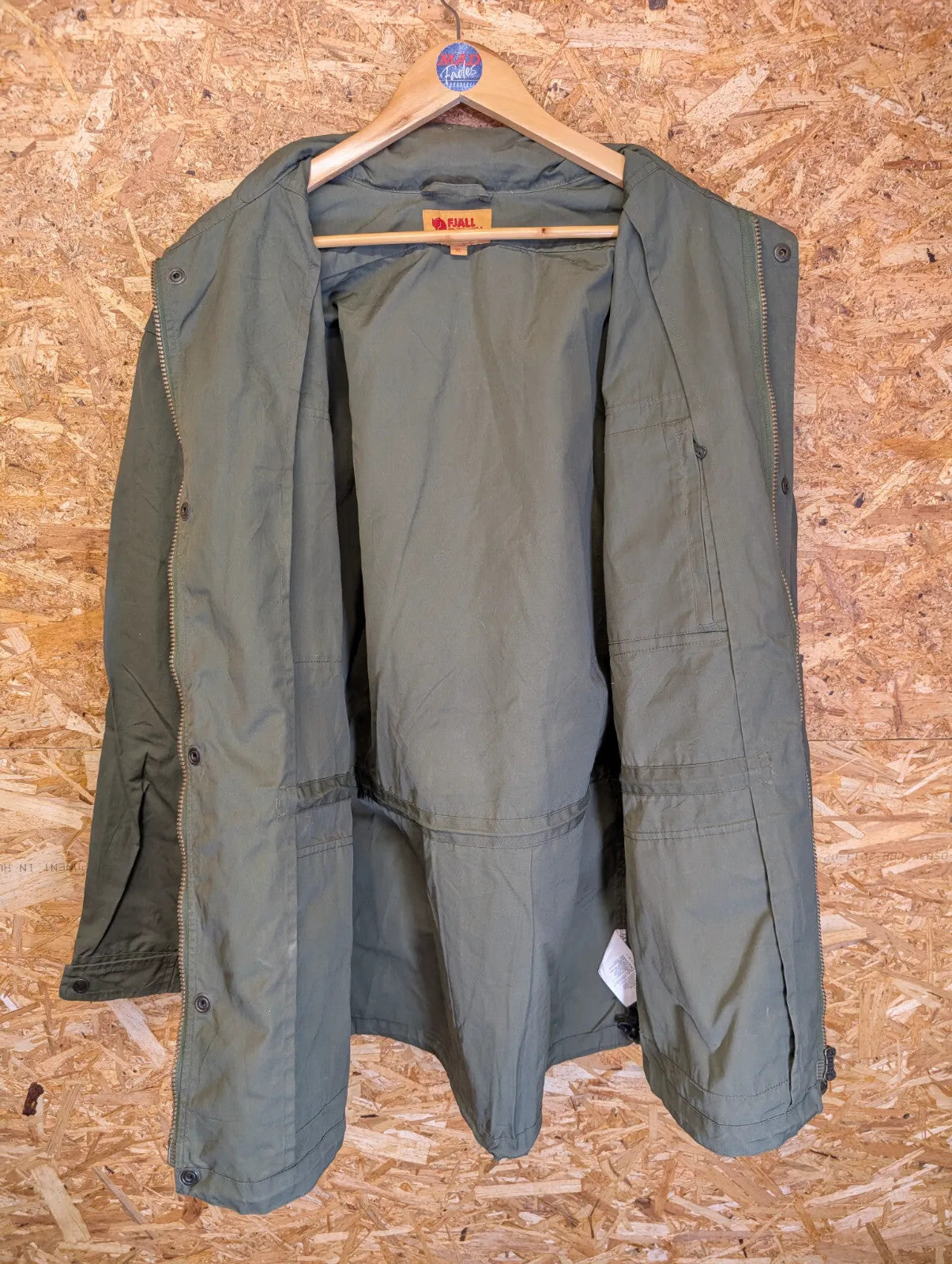Fjallraven G1000 Field Jacket Mens XL Khaki Green Stowaway Hood Hiking Walking