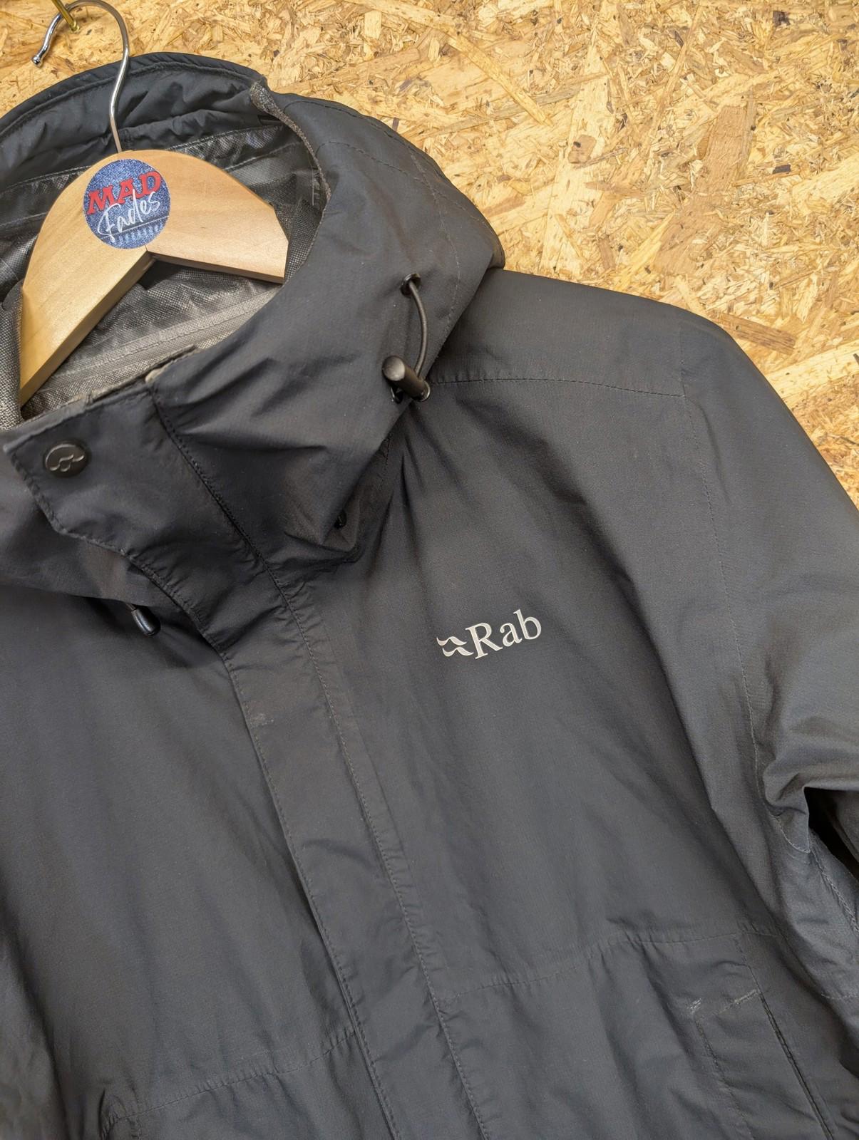 Rab Downpour Eco Jacket Medium Women Waterproof Windbreaker Outdoor Coat Black