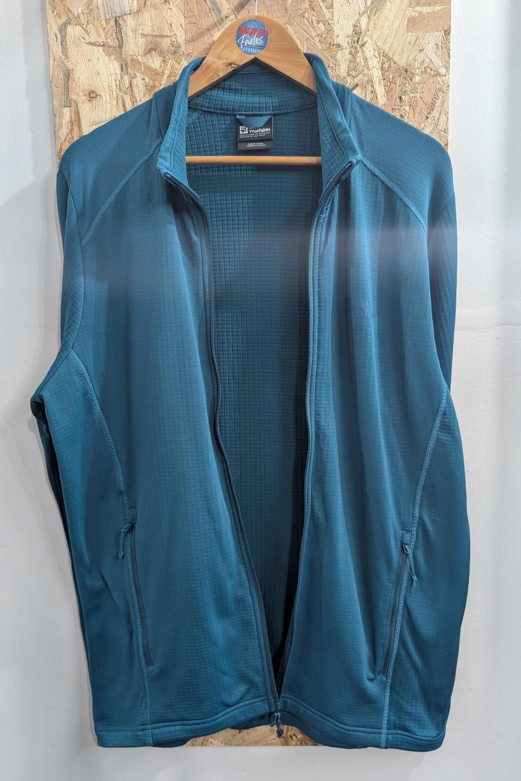 Jack Wolfskin Track Jacket XL Men Teal Blue Activewear Full Zip Blue Polyester