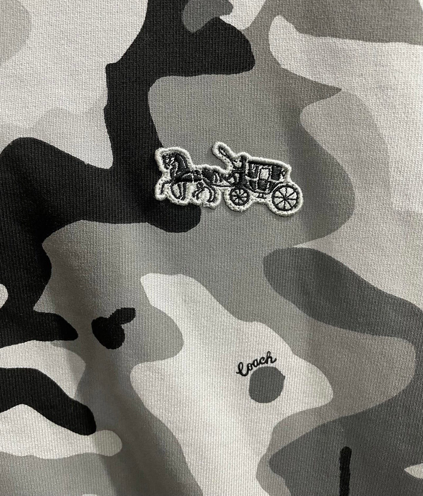 Coach Camouflage Grey Black Hoodie Jumper Full Zip Pullover Camo Mens Small