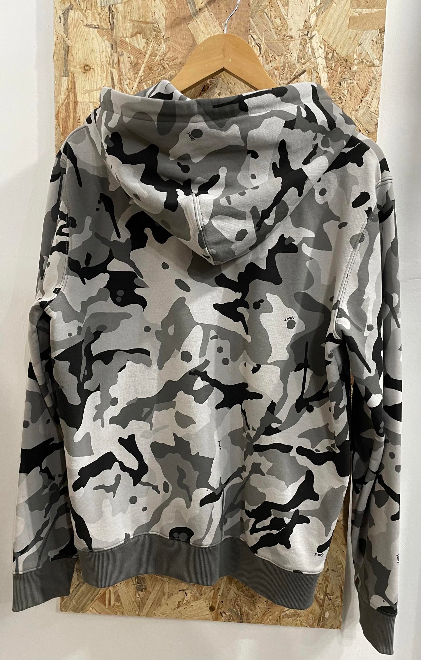 Coach Camouflage Grey Black Hoodie Jumper Full Zip Pullover Camo Mens Small