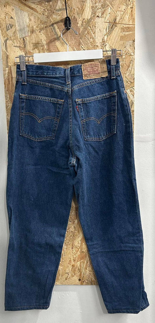 Vintage Levis 901 Jeans W30 L26 Women 90s Navy High Waist Straight Leg Boyfriend