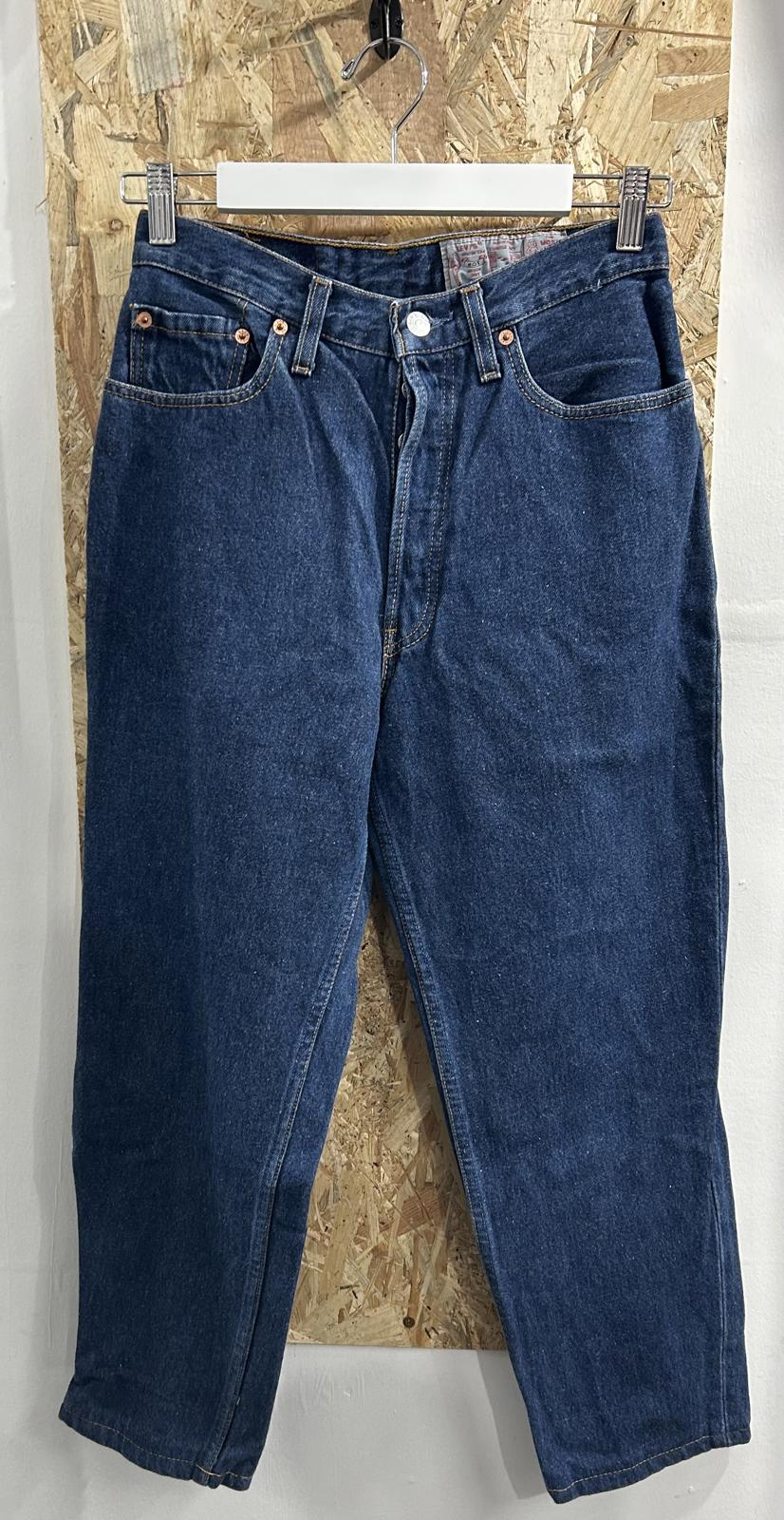 Vintage Levis 901 Jeans W30 L26 Women 90s Navy High Waist Straight Leg Boyfriend