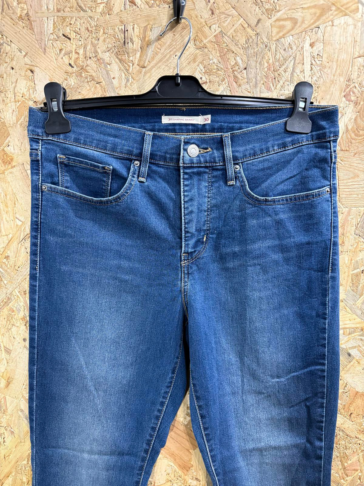 Levis 311 Shaping Skinny Jeans Women W30 L32 Mid Blue Stretch Denim Red Tab