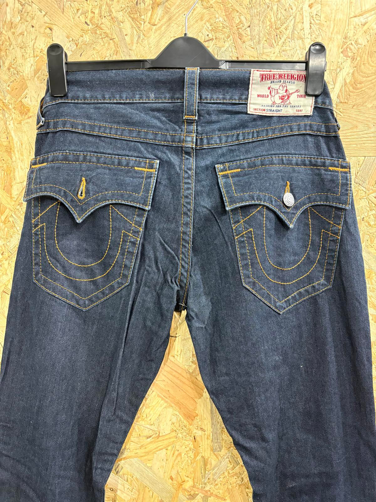 True Religion Jeans W31 L34 Men Straight Leg Navy Blue Denim Zip Fly