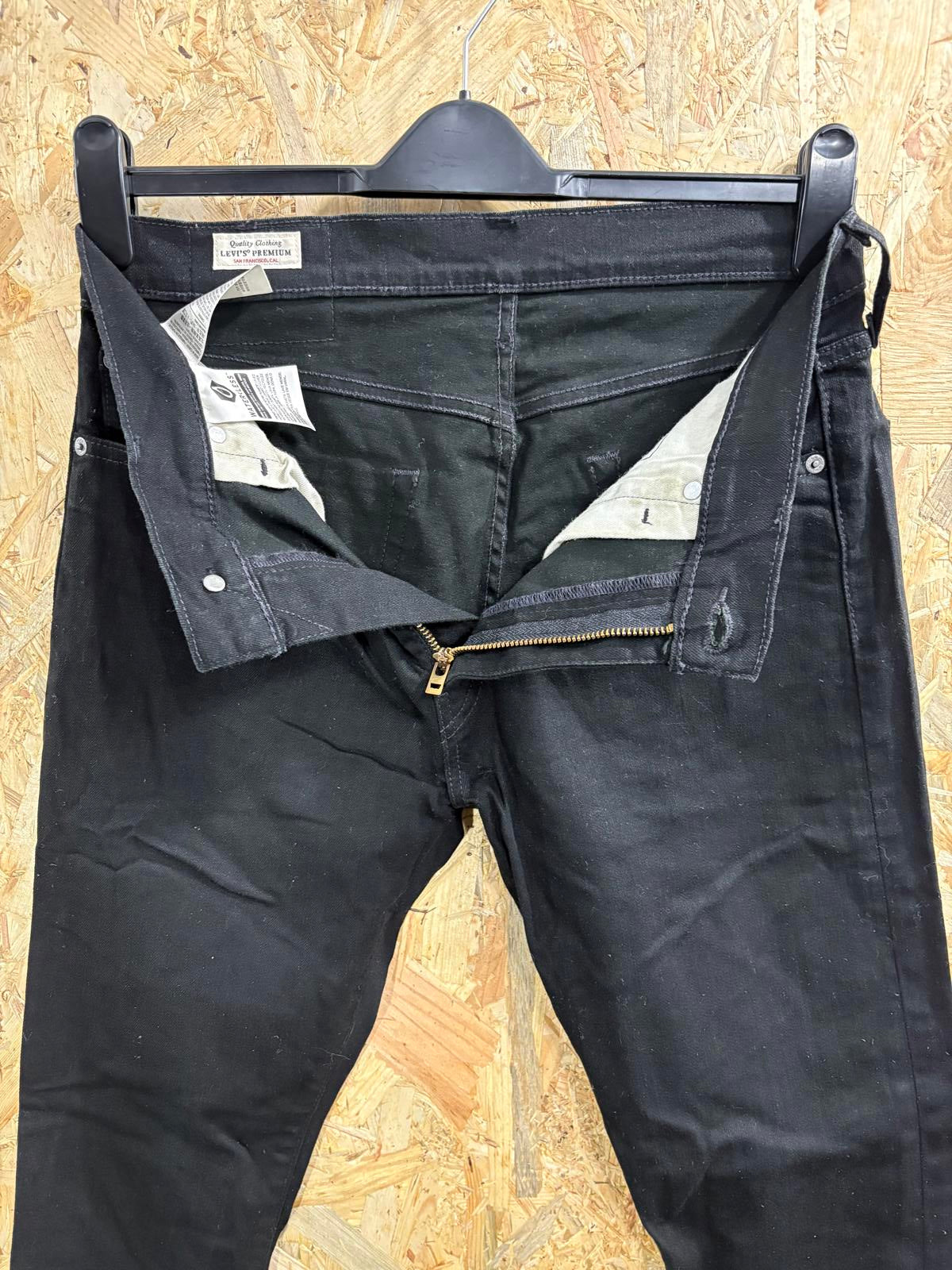 Levis 512 Slim Jeans W32 L30 Men Black Stretch Premium Big E Red Tab Zip Fly