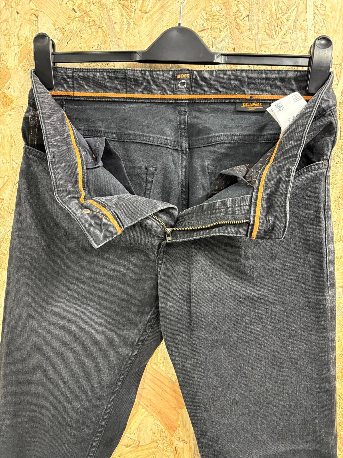 Hugo Boss Jeans W32 L32 Men Delaware Slim Fit Black Organic Cotton Denim