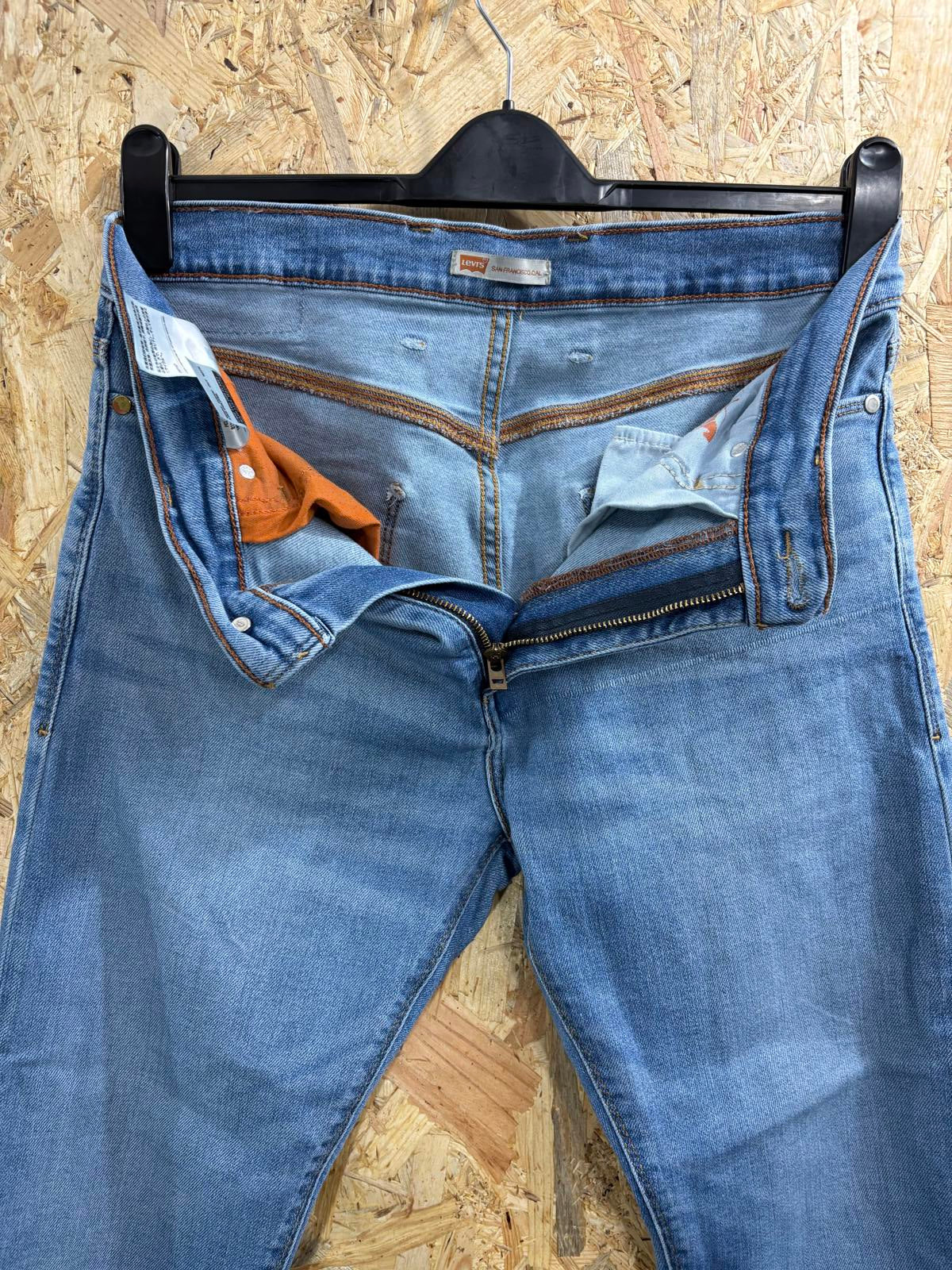 Levis 511 Slim Jeans W32 L28 Men Light Blue Straight Leg Red Tab Stretch Zip Fly