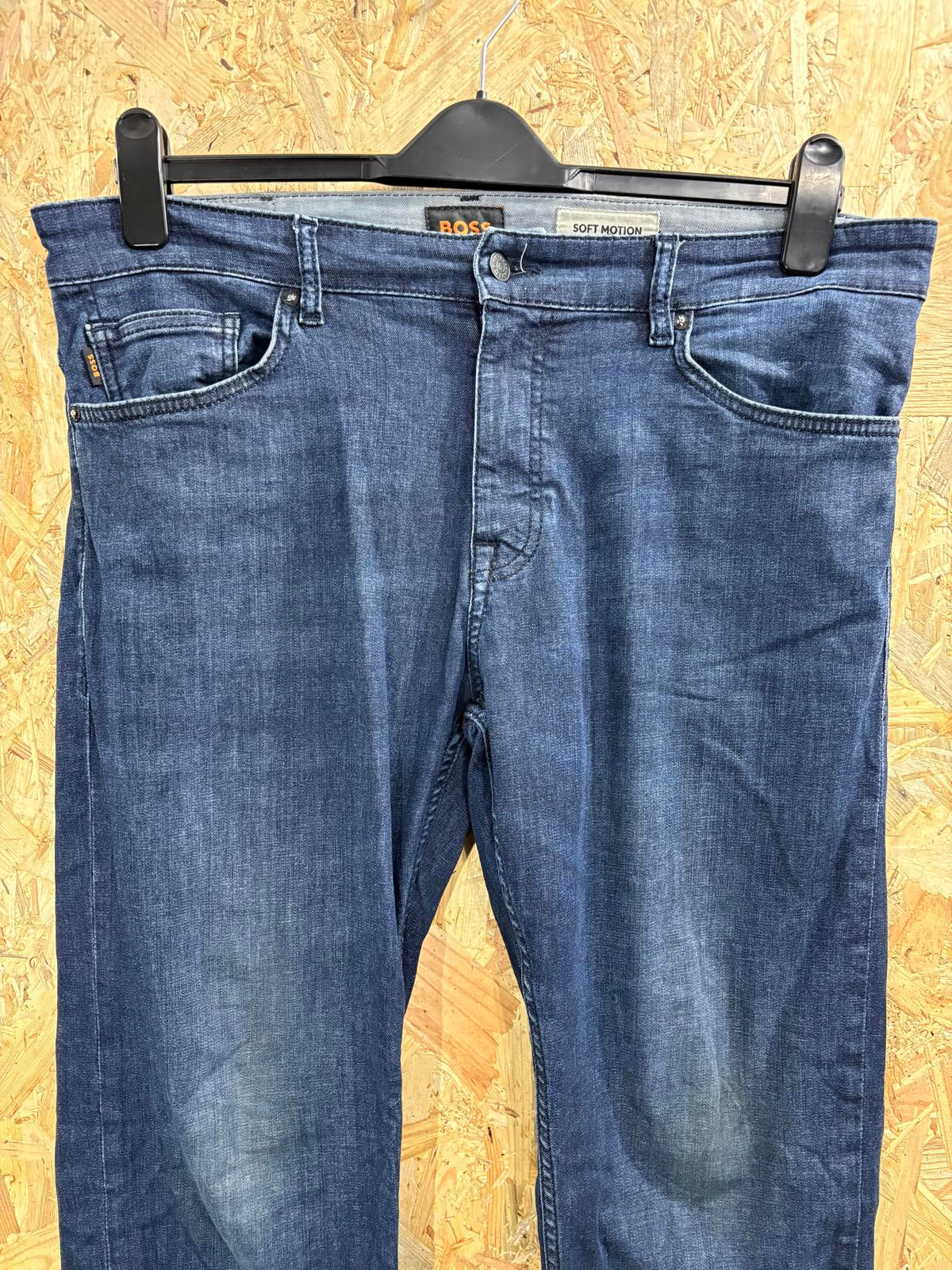 Hugo Boss Jeans W34 L34 Men Delaware Slim Navy Blue Comfort Soft Motion Denim