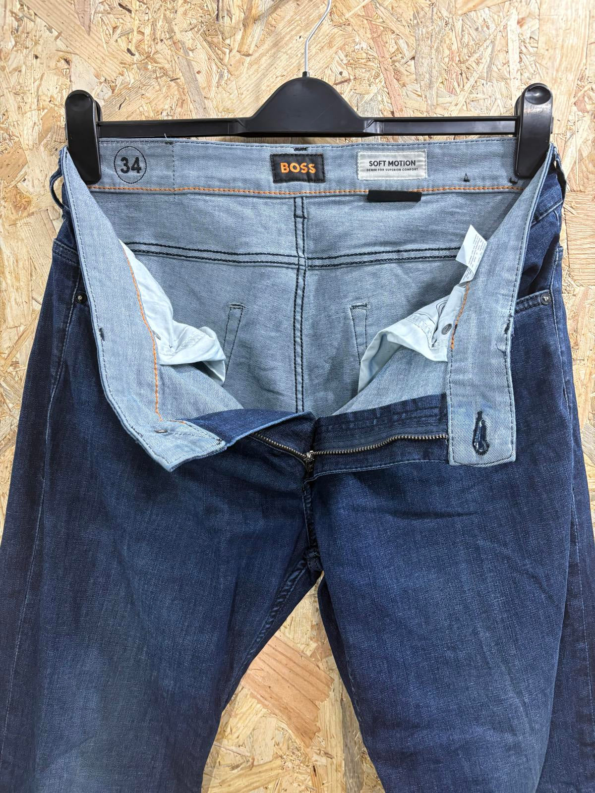 Hugo Boss Jeans W34 L34 Men Delaware Slim Navy Blue Comfort Soft Motion Denim