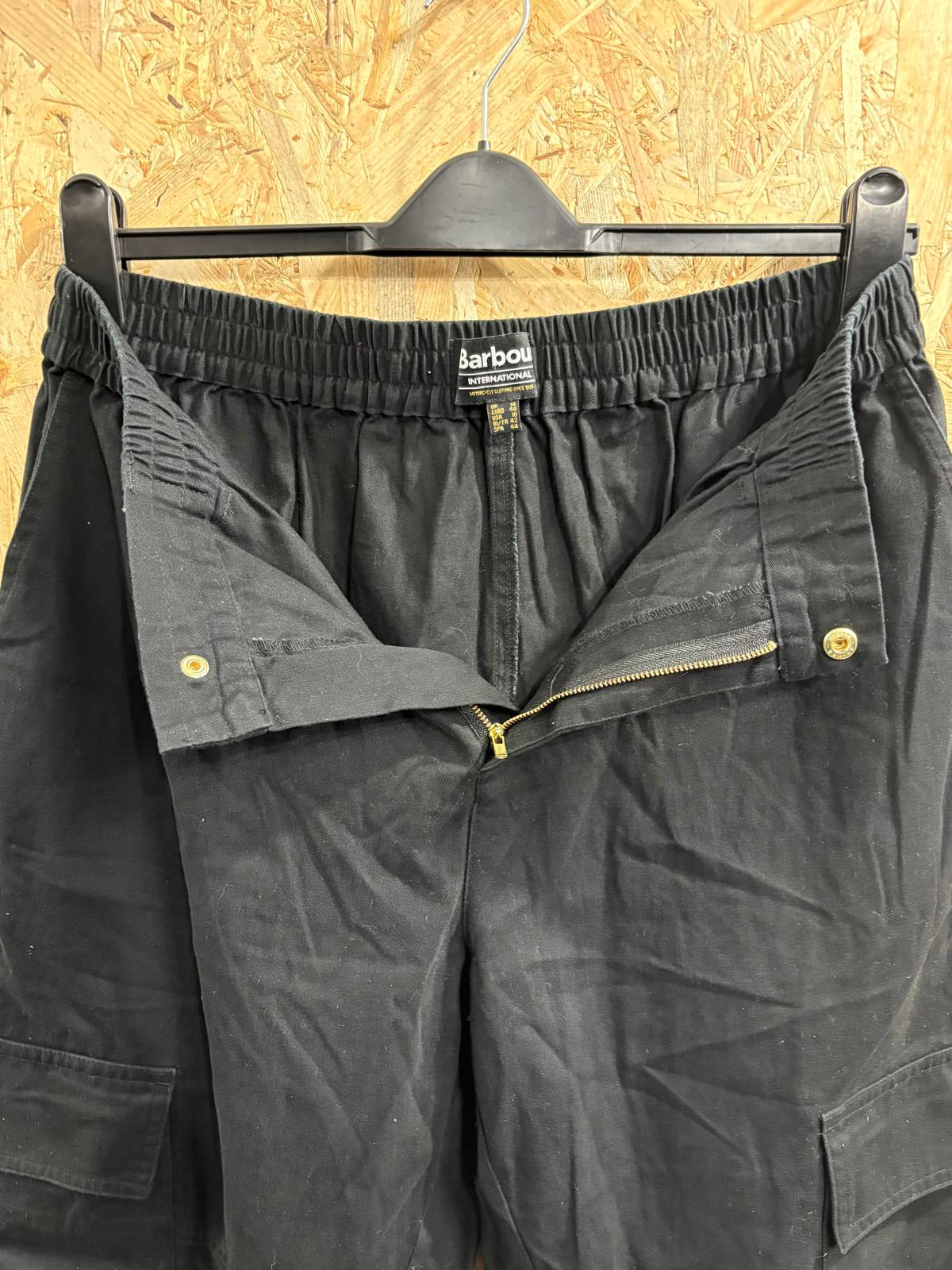 Barbour International Cargo Trousers Womens Size 14 W32 L29 Black Cuffed Joggers