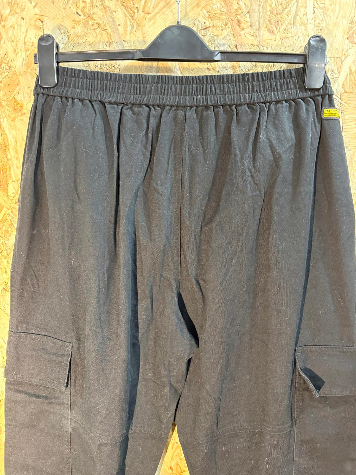 Barbour International Cargo Trousers Womens Size 14 W32 L29 Black Cuffed Joggers