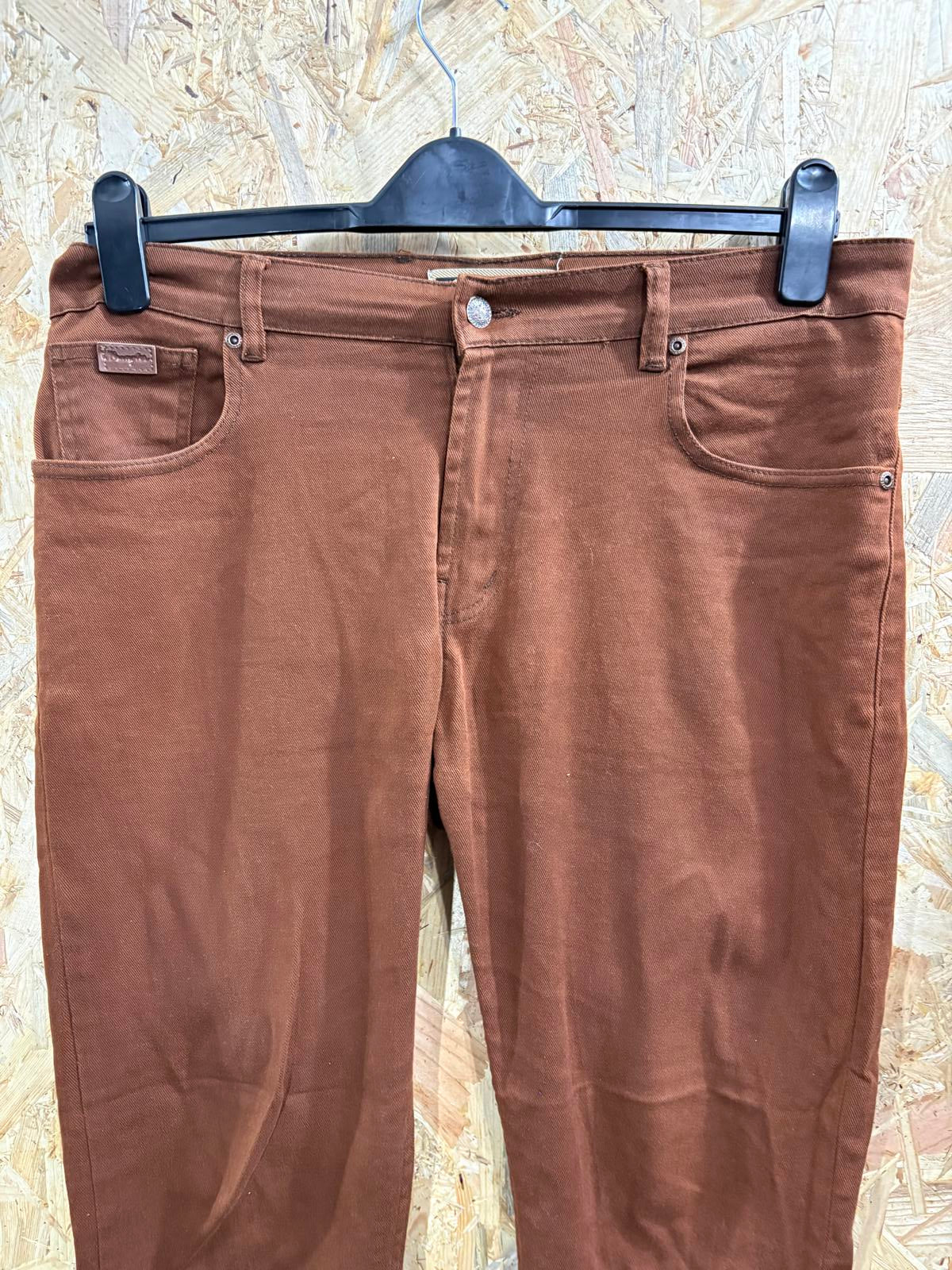 Wrangler Texas Stretch Jeans W34 L32 Men Straight Fit Brown Denim Zip Fly