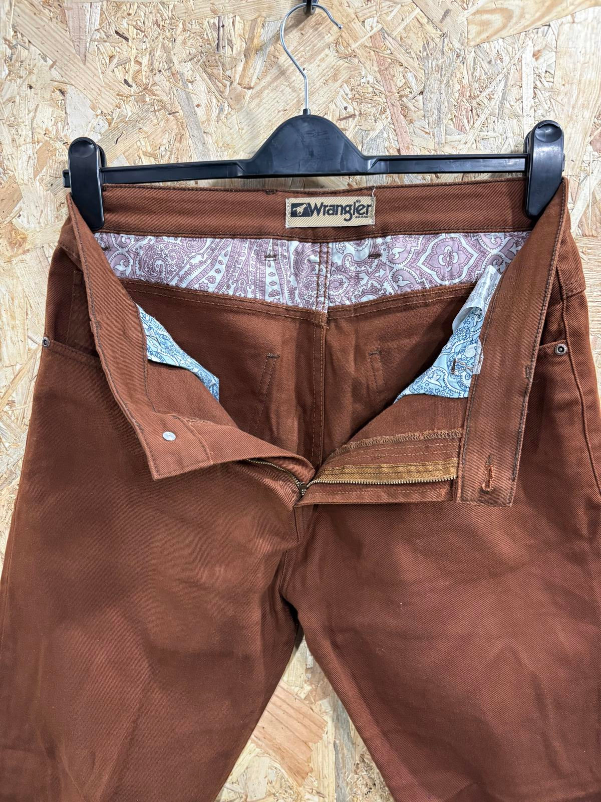 Wrangler Texas Stretch Jeans W34 L32 Men Straight Fit Brown Denim Zip Fly