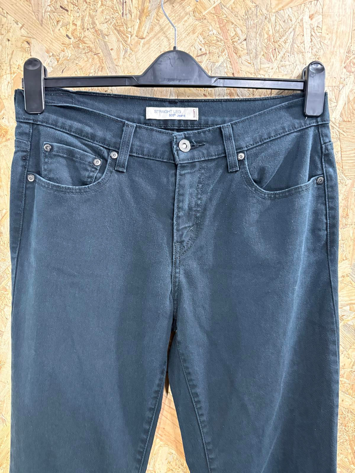 Levis 505 Jeans W30 L34 Women Straight Leg Stretch Denim Navy Blue Zip Fly