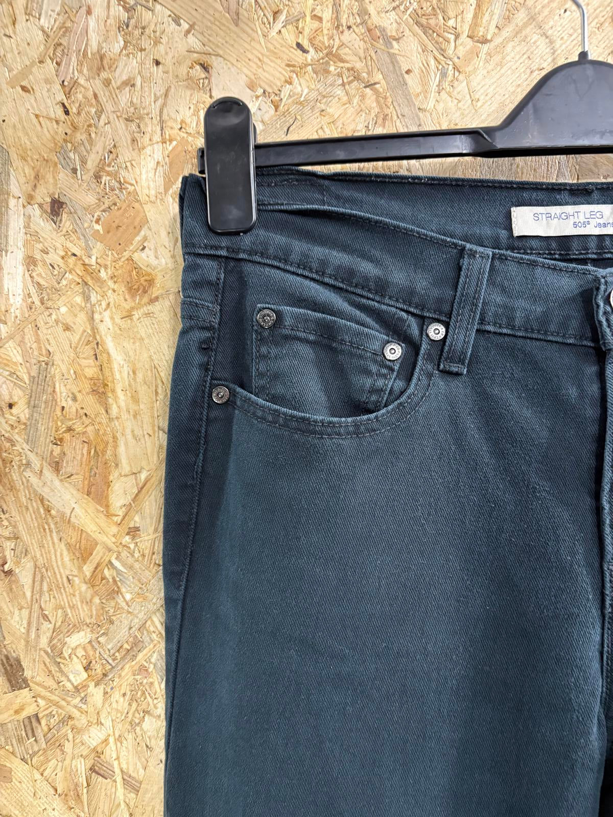 Levis 505 Jeans W30 L34 Women Straight Leg Stretch Denim Navy Blue Zip Fly