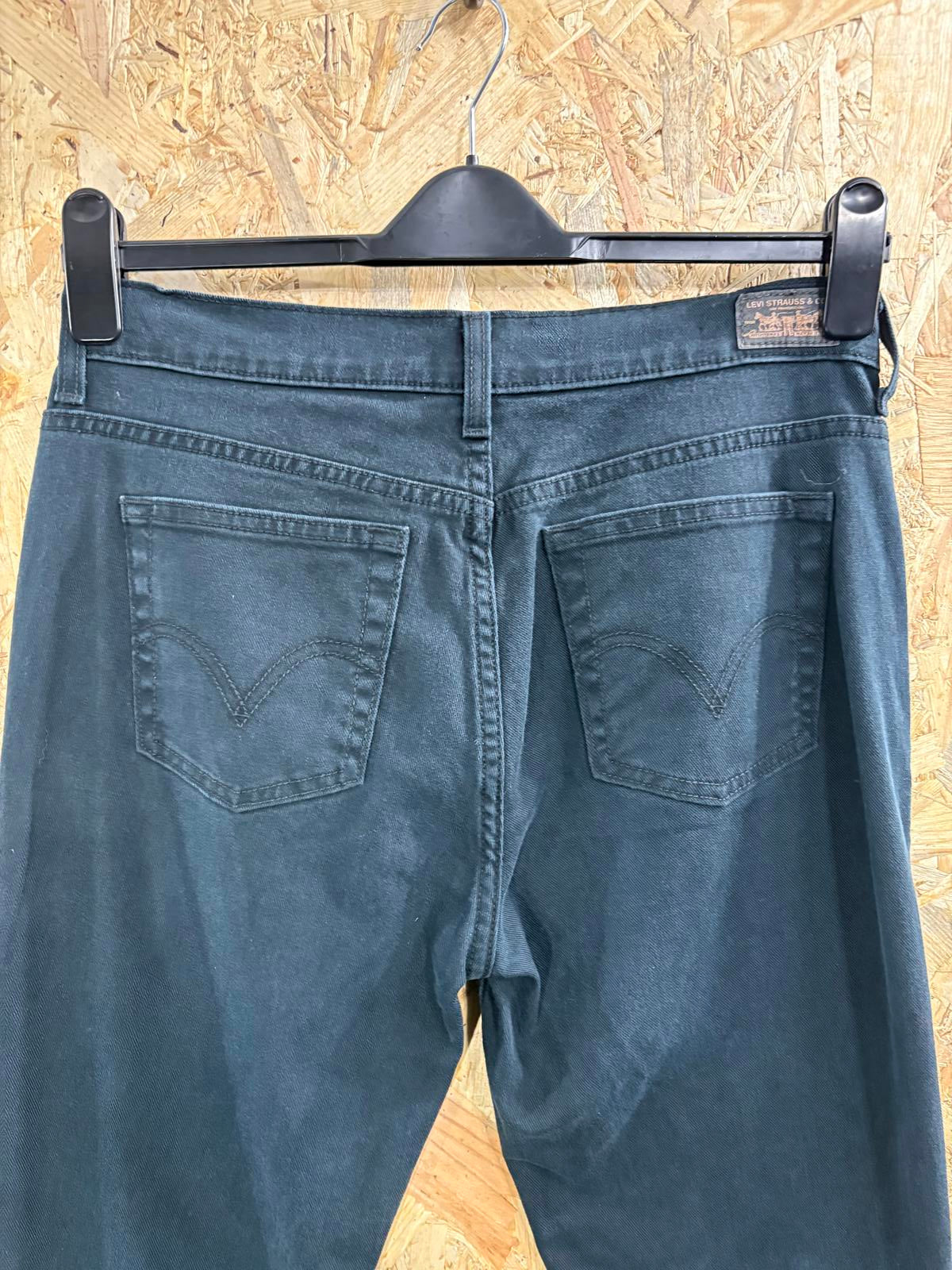 Levis 505 Jeans W30 L34 Women Straight Leg Stretch Denim Navy Blue Zip Fly