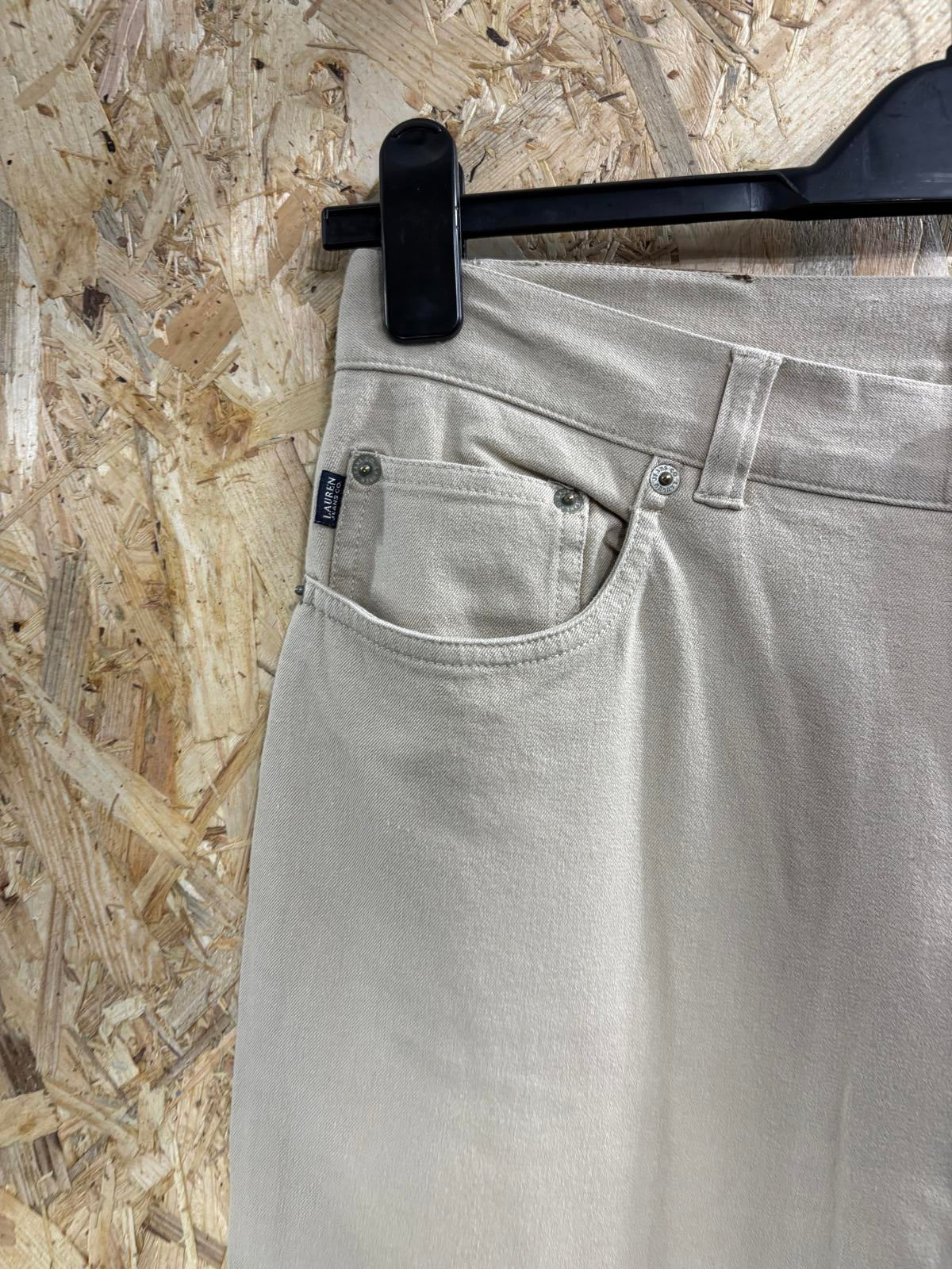 Ralph Lauren Jeans UK 12 W32 L32 Women Beige Tapered Fit Zip Fly Vintage Y2K