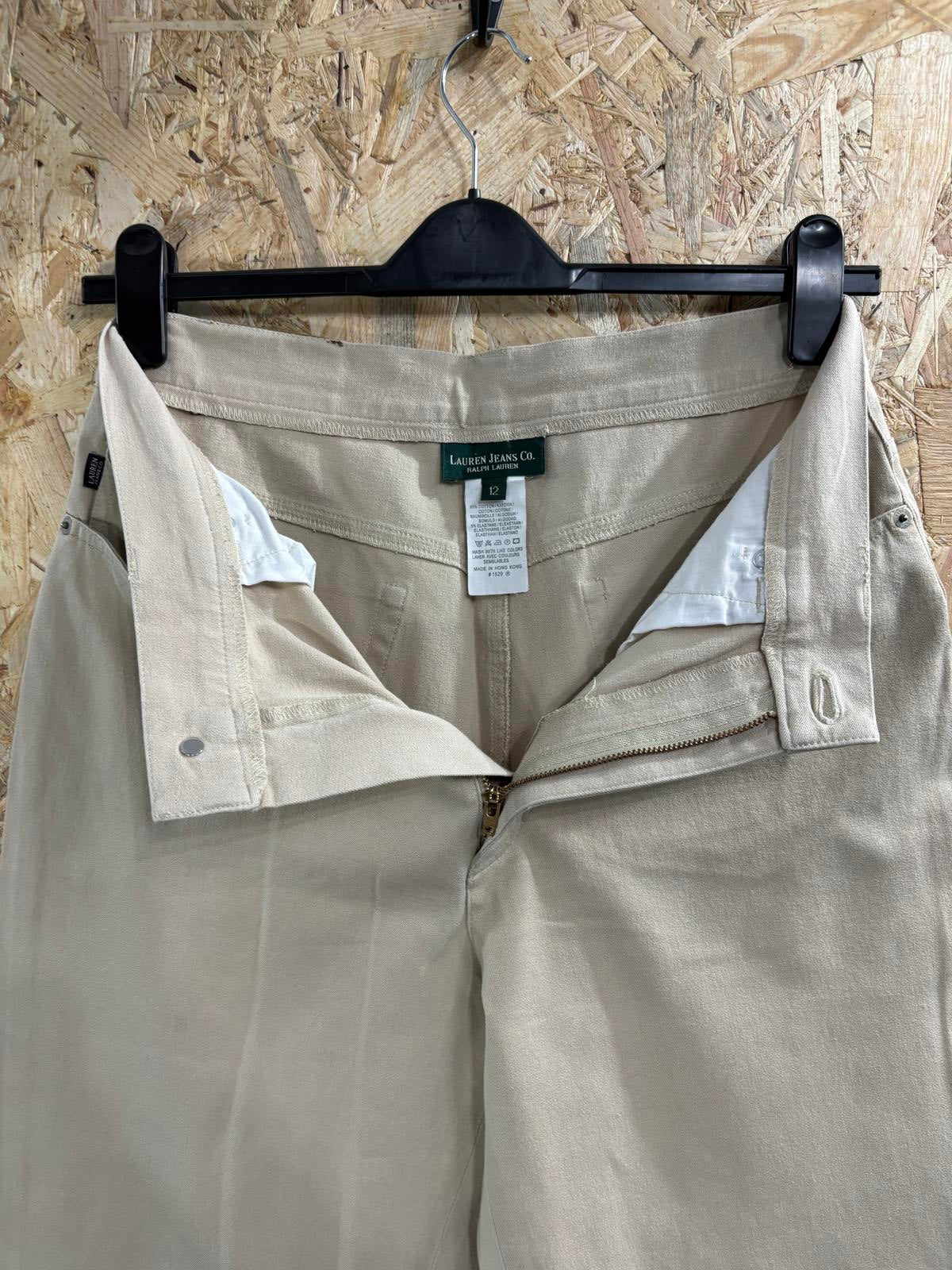 Ralph Lauren Jeans UK 12 W32 L32 Women Beige Tapered Fit Zip Fly Vintage Y2K